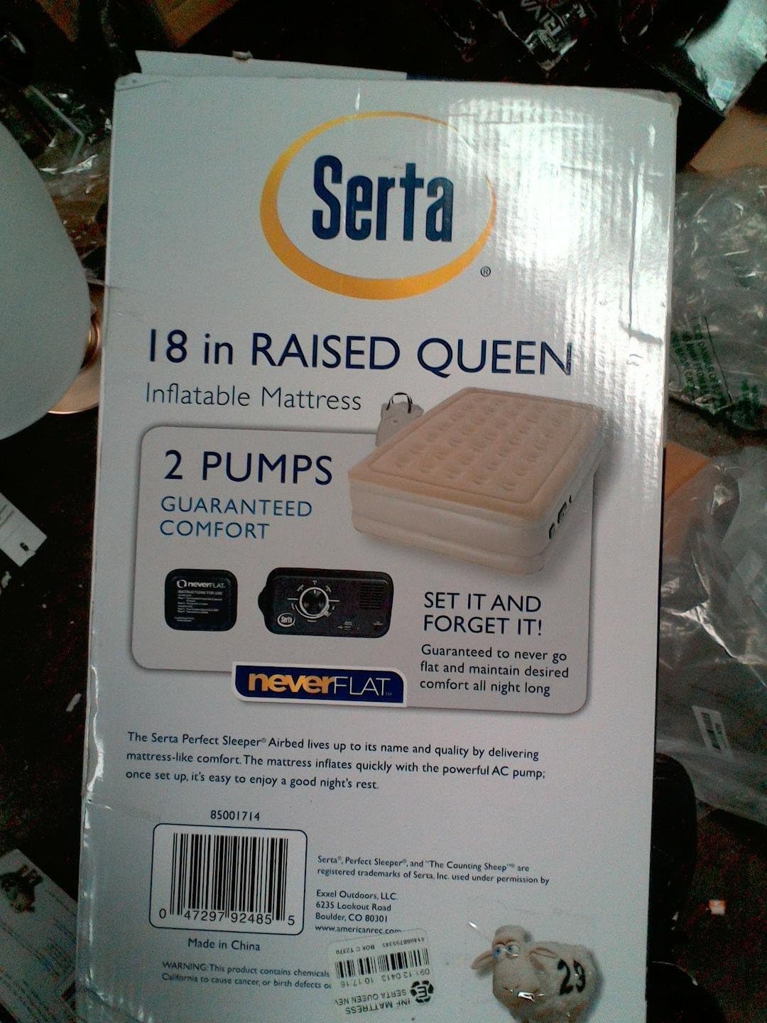 Serta Never Flat Raised Air Mattress with Electric Pump - Double High Queen
