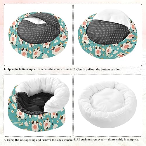 Miniatura 8 de Cow Blue White Black Removable & Washable Pet Dog Bed fluffier Cat Cave Bed for Small Size Pets Sleeping cama elevada para Perros Grandes