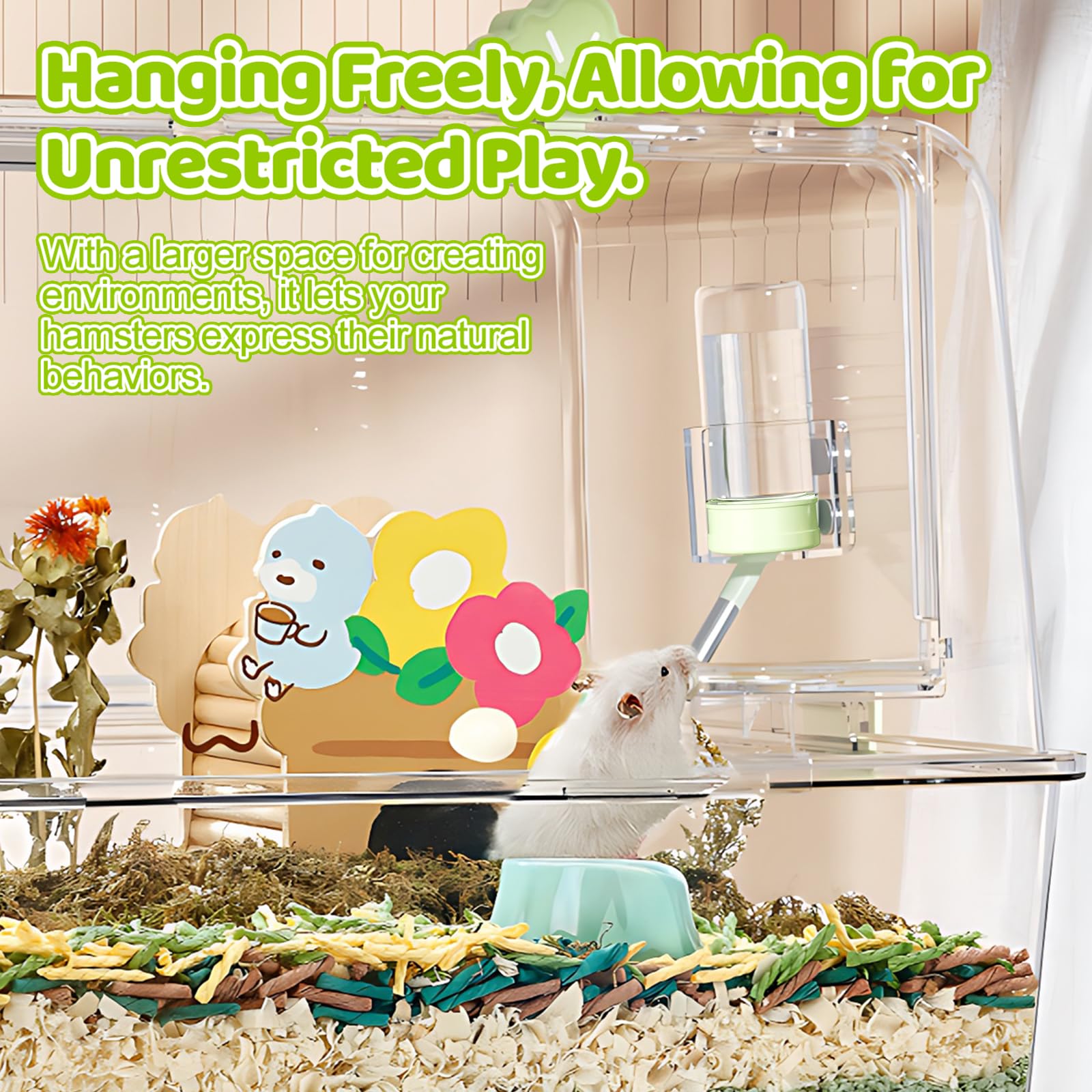 Hamster-Wasserflasche mit magnetischen Stents, Meerschweinchen-Wasserflasche, kein Tropfen, für kleine Tiere, Wasserflaschenspender für Glasbehälter, für Hamster, Meerschweinchen, Hasen, Frettchen