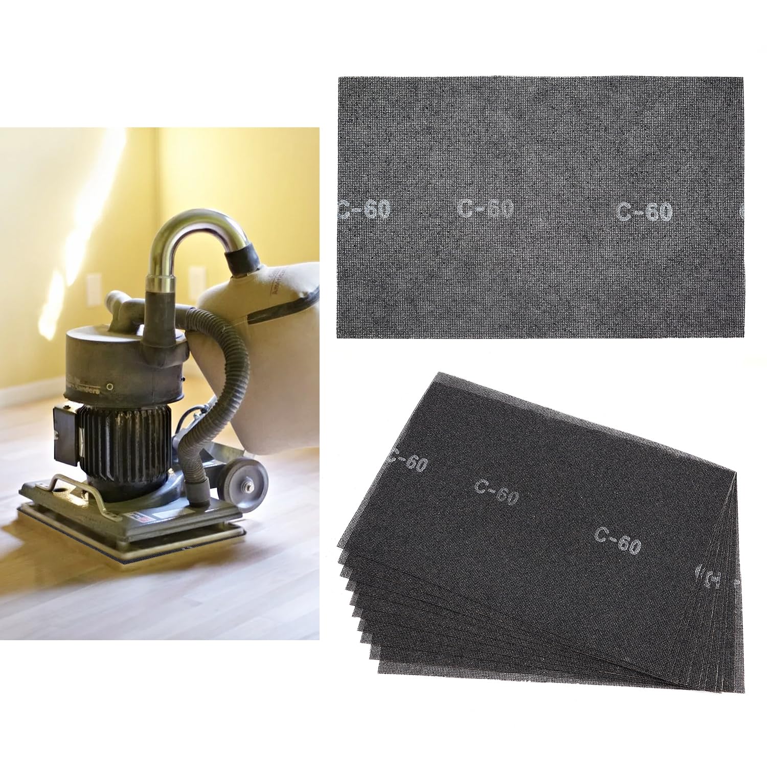 12x18 Inch Sanding Screen Sheets - 60 Grit, Silicon Carbide, For Hardwood Floors (10 Pack)
