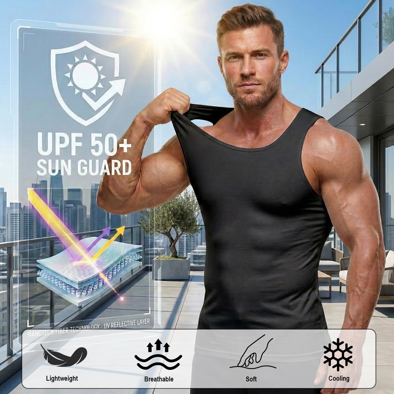 HYCOPROT 1 Or 3 Pack Débardeur de Compression pour Hommes, T-Shirt sans Manches Respirant, Maillot de Corps à Séchage Rapide