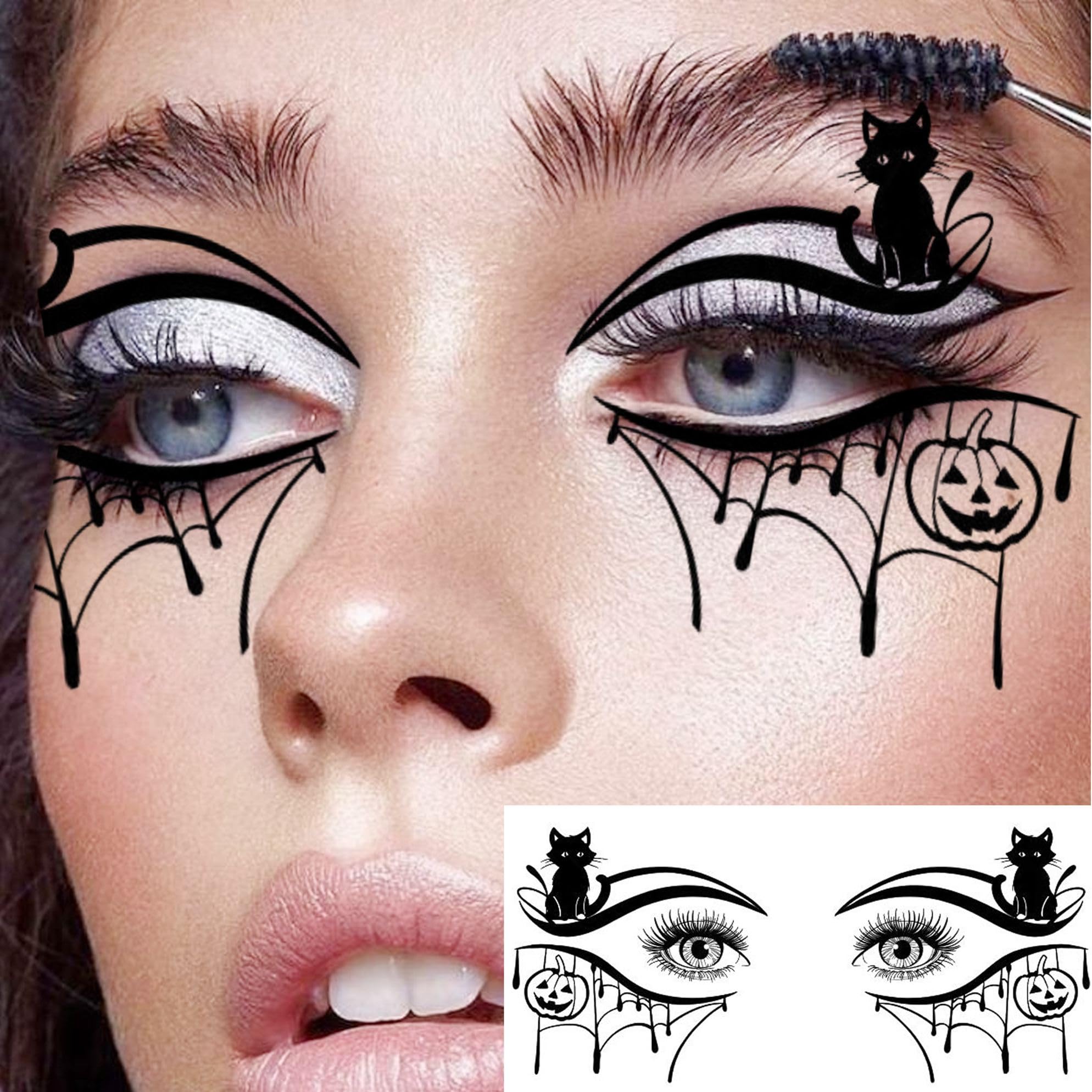 7 Sheets Halloween Eye Shadow Temporary Tattoos for Women Men Kids Adults Scary Face 3D Spider Web Tattoo Stickers - Image 4