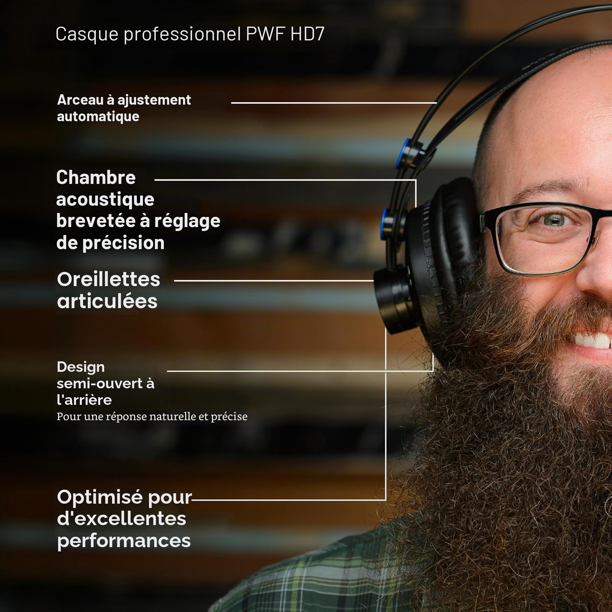 PreSonus HD7 Casque Studio Semi-Ouvert pour Enregistrement, Lecture et Surveillance, Diffusion et Podcasting
