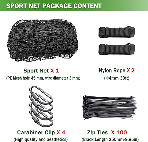 Miniatura 4 de Redes de protección trasera de béisbol y sóftbol, red deportiva resistente con kit para colgar, barrera de red deportiva para patio trasero, red de