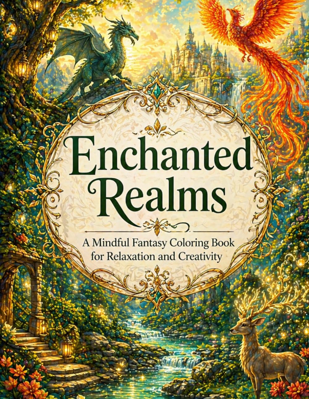 Enchanted Realms: A Mindful Fantasy Coloring Book for Relaxation and Creativity