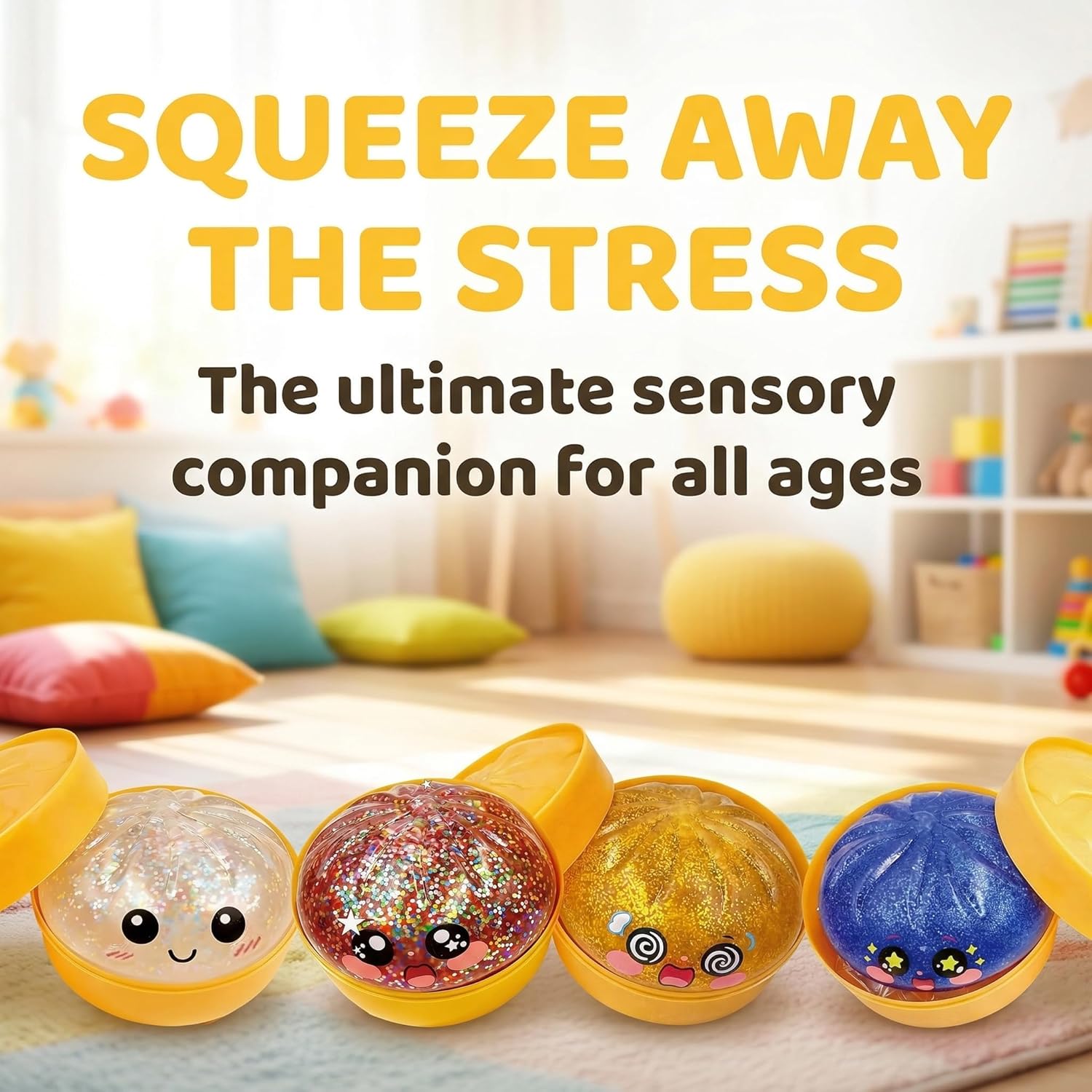 1-Pack Glitter Dumpling Squishy Set - Colorful Sensory Stress Relief Collections, Random Squishy Gift Box with Sparkly Dumplings for Party Favors & Collectibles (Random-1 PCS)