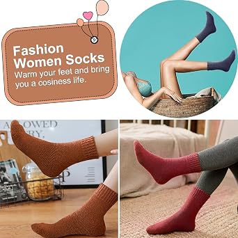 MOSOTECH Thermal Socks for Women, 5 Pairs Thick Warm Ladies Winter Socks