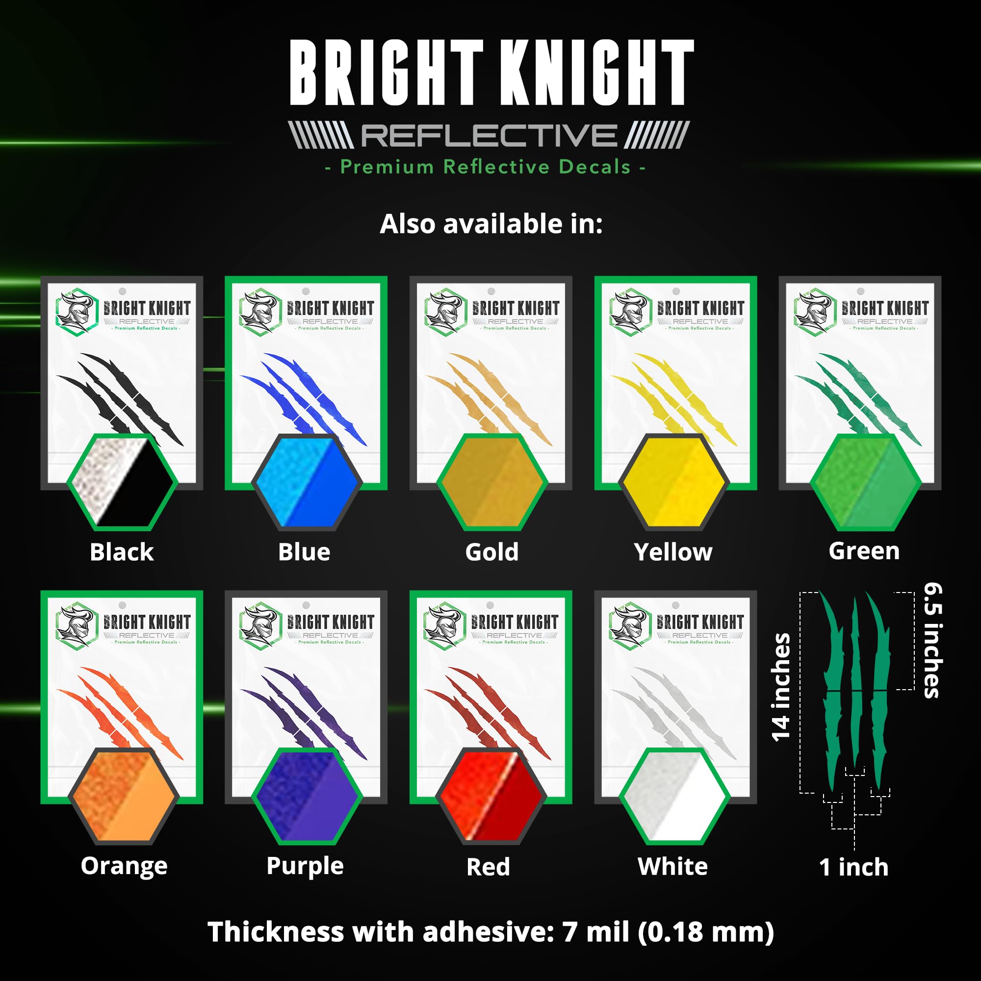 Bright Knight Odblaskowe naklejki na reflektory, 6 szt., pomarańczowe naklejki z pazurami do samochodów, 3M retro odblaskowe winylowe naklejki na reflektory do samochodów od Bright Knight, 2 szt