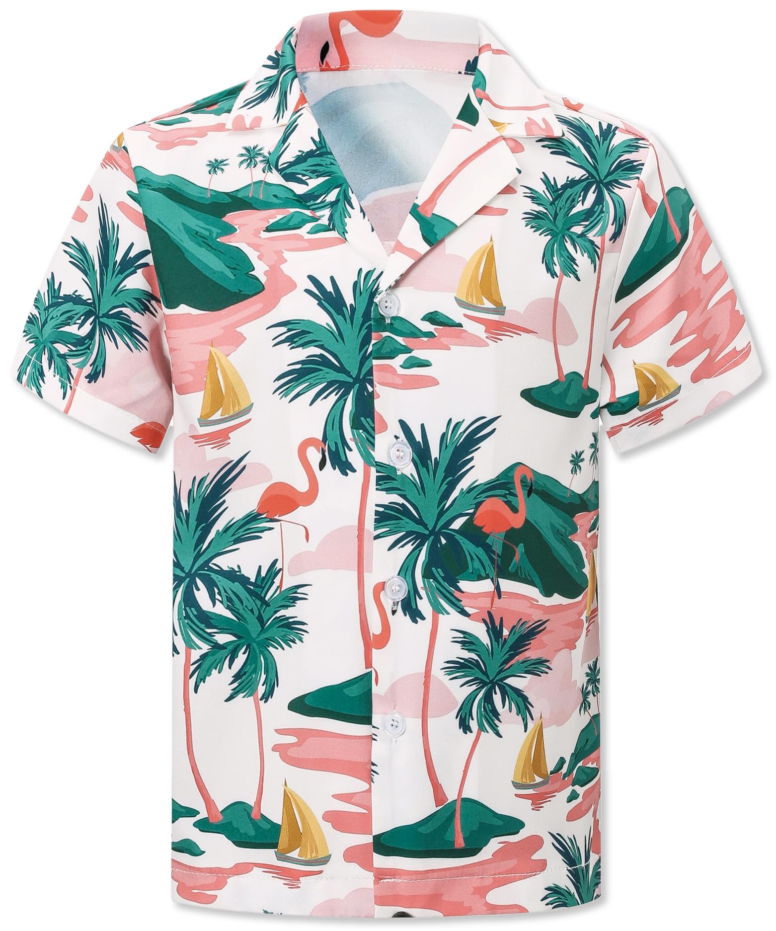 Cromoncent Hawaiian Shirt for Boy&amp;Men Short Sleeve Cuban Collar Tropical Holiday Summer Beach Shirts