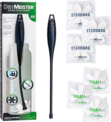 Kit de iniciación seca el interior de botellas de agua, biberones, copas de vino, decantadores, paquetes de hidratación, jarrones y más, seca al