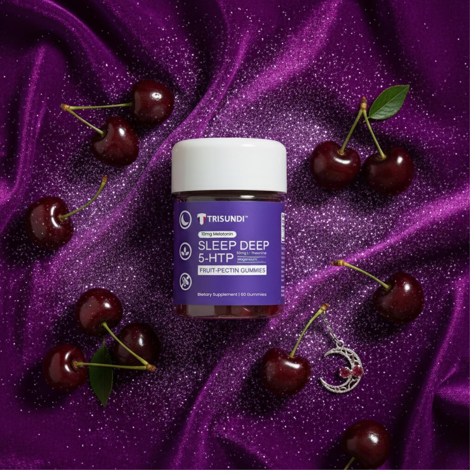 Sleep Gummies Deep Relax 5-HTP Gummies – Melatonin, L-Theanine & Magnesium – Vegan Fruit-Pectin Formula – Gluten & Soy Free – 60 Gummies - Image 3