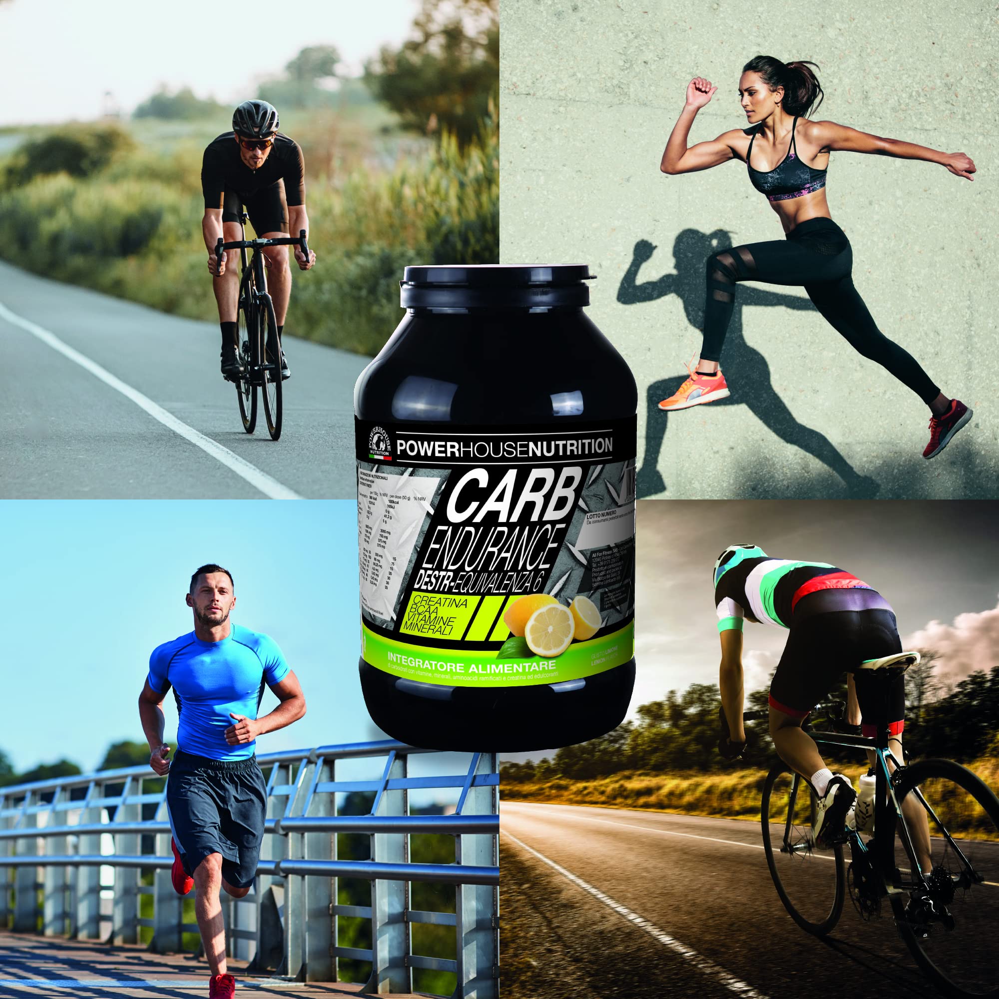 Energia Graduale e Costante per Intensa Attività Fisica, CARB ENDURANCE Powerhouse Nutrition, Integratore in Polvere solubile con Edulcoranti a base di Maltodestrine, Limone, 1Kg