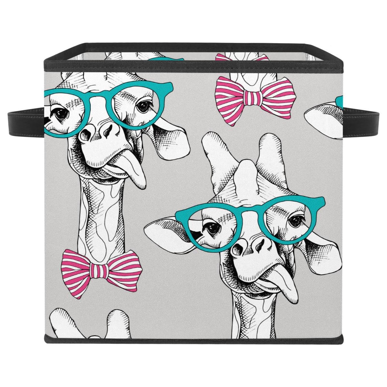 Boîte de rangement pliable girafe rose, cube organiseur en tissu pour vêtements et jouets d'enfant
