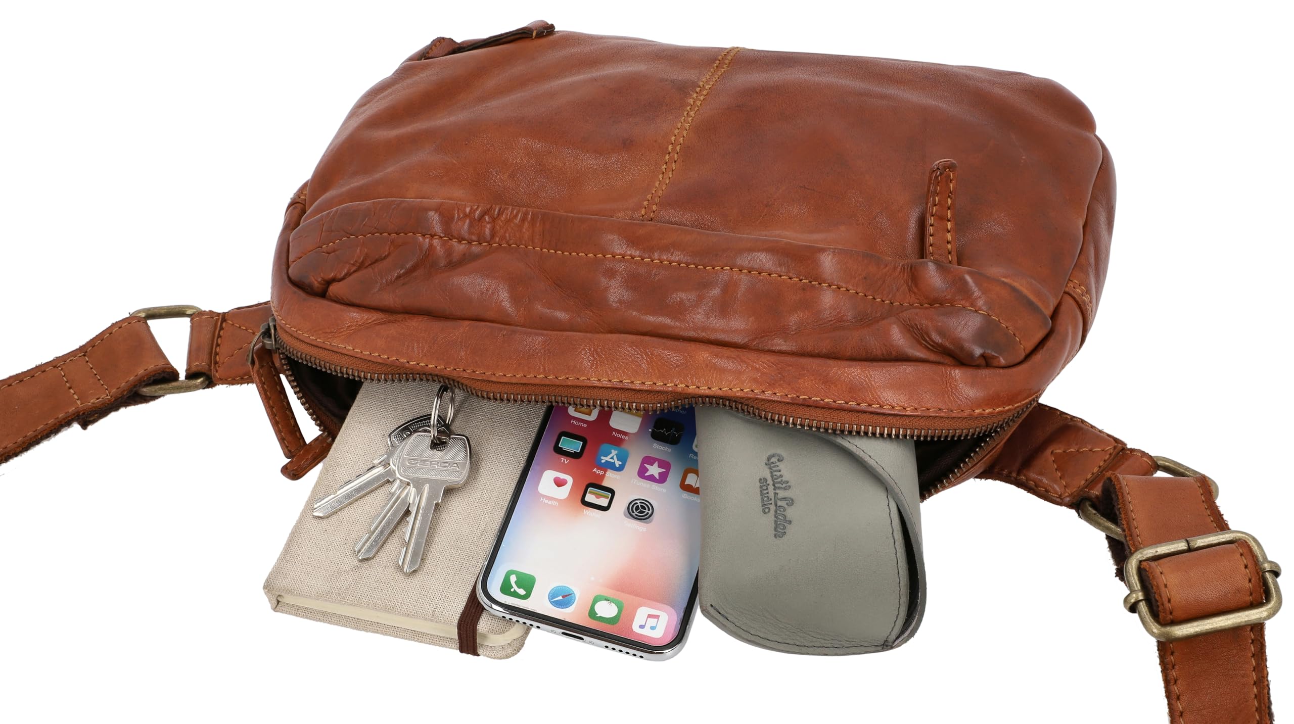 Gusti Bolso bandolera de piel Amara Bolso de mano de cuero marrón vintage cuero, marrón