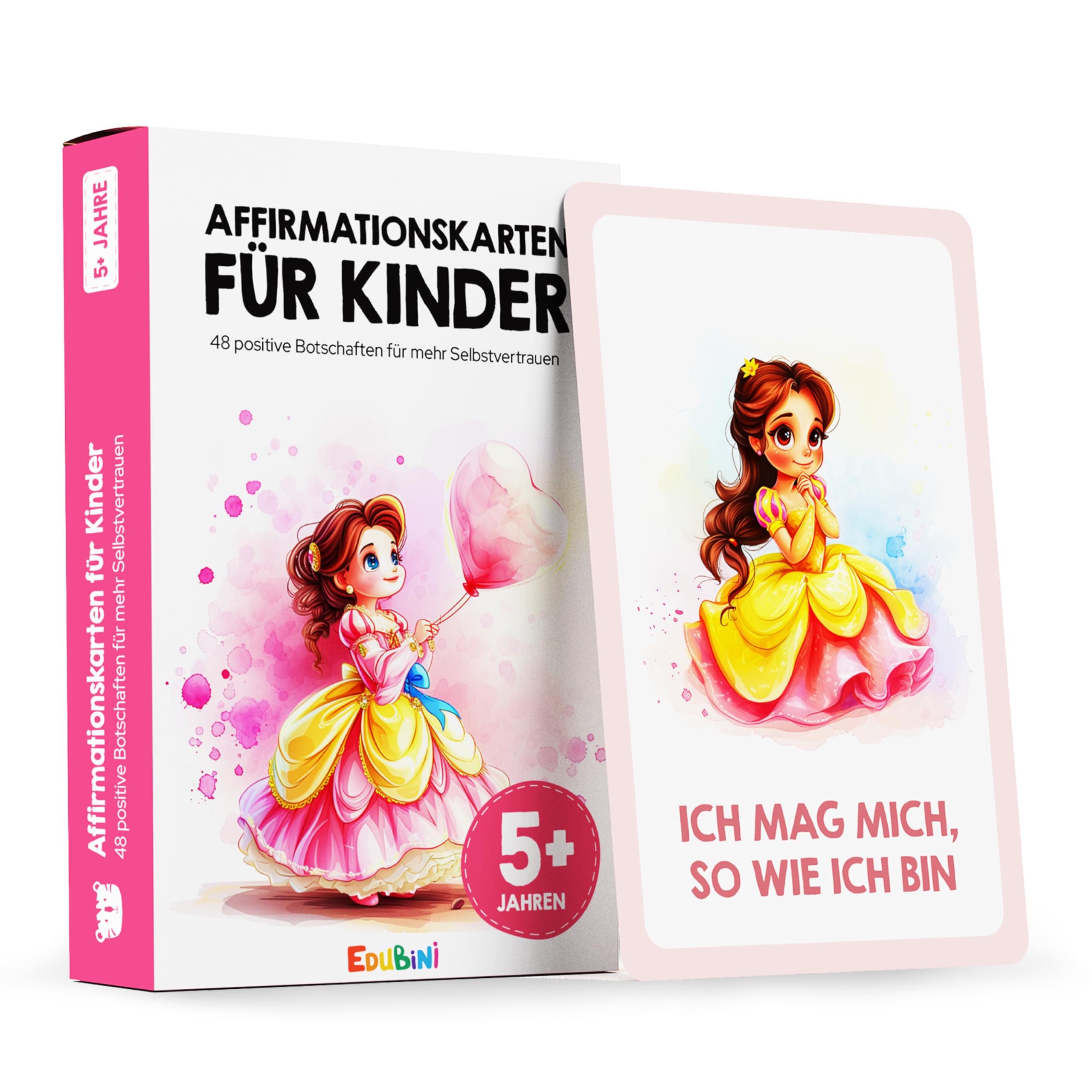 Edubini 48 Affirmationskarten Kinder - Umgang mit Gefühlen Lernen mit Gefühlskarten für Kinder [Pädagogisch Wertvoll] - Achtsamkeitskarten, Mutmacherkarten, Selbstbewusstsein stärken