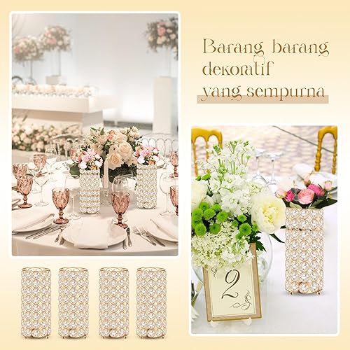 Miniatura 6 de Dandat 8 jarrones de cristal para centros de mesa de boda, 7.87 pulgadas, portavelas de pilar de cristal, soporte de metal para decoración de boda,