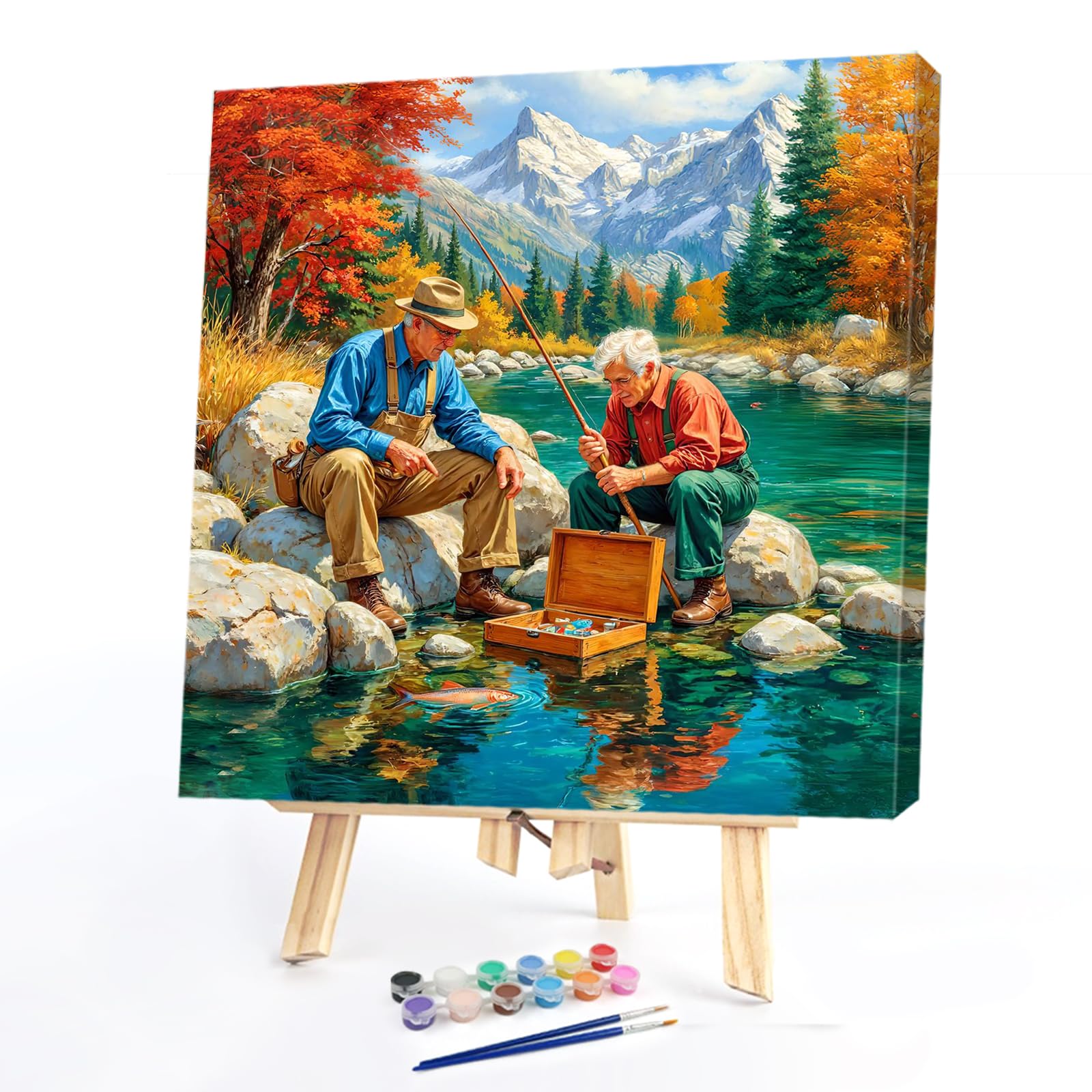Kexpery Painting by Numbers Kit for Senior Adults 40x40cm Frameless Canvas Painting Easy to Make Home Decoration