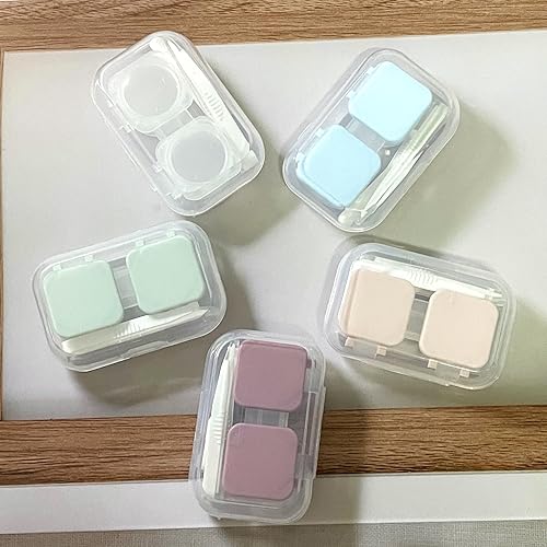 Miniatura 6 de Howinn Estuche para lentes de contacto con tapa abatible, colorido soporte para lentes de contacto, estuche de contacto transparente, mini lente de