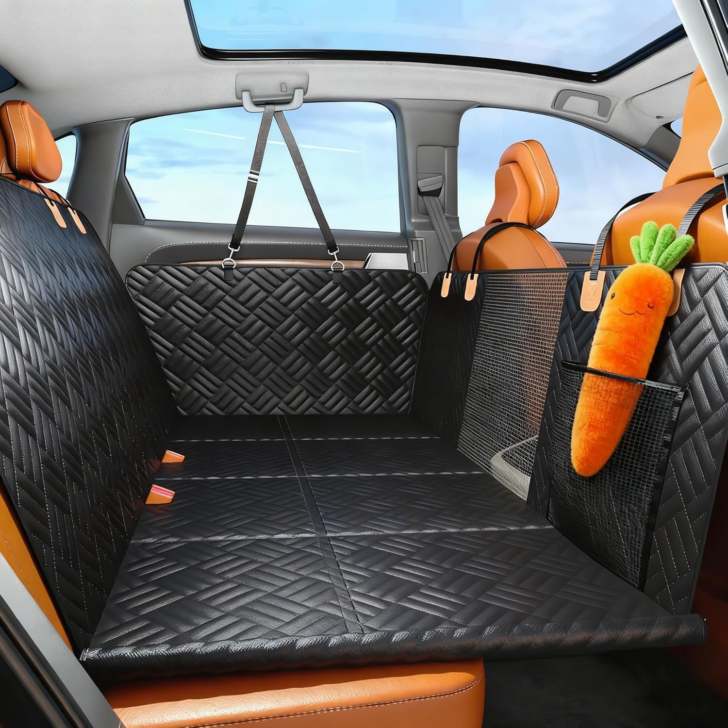 FGHCNH Dog Car Back Seat Cover for VW T ROC Taigo Taigun Tayron Teramont Tharu Touareg, Waterproof Dog Hammock for Car Back Seat, Dog Travel Hammock Bed Seat Protector,F