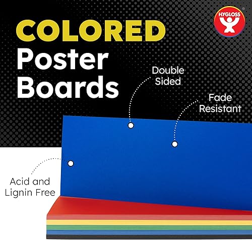 Miniatura 9 de Hygloss Cartel de neón  Papel de cartulina fluorescente de doble cara de 22 x 28 pulgadas  100 hojas, 10 puntos de grosor  Ideal para carteles,