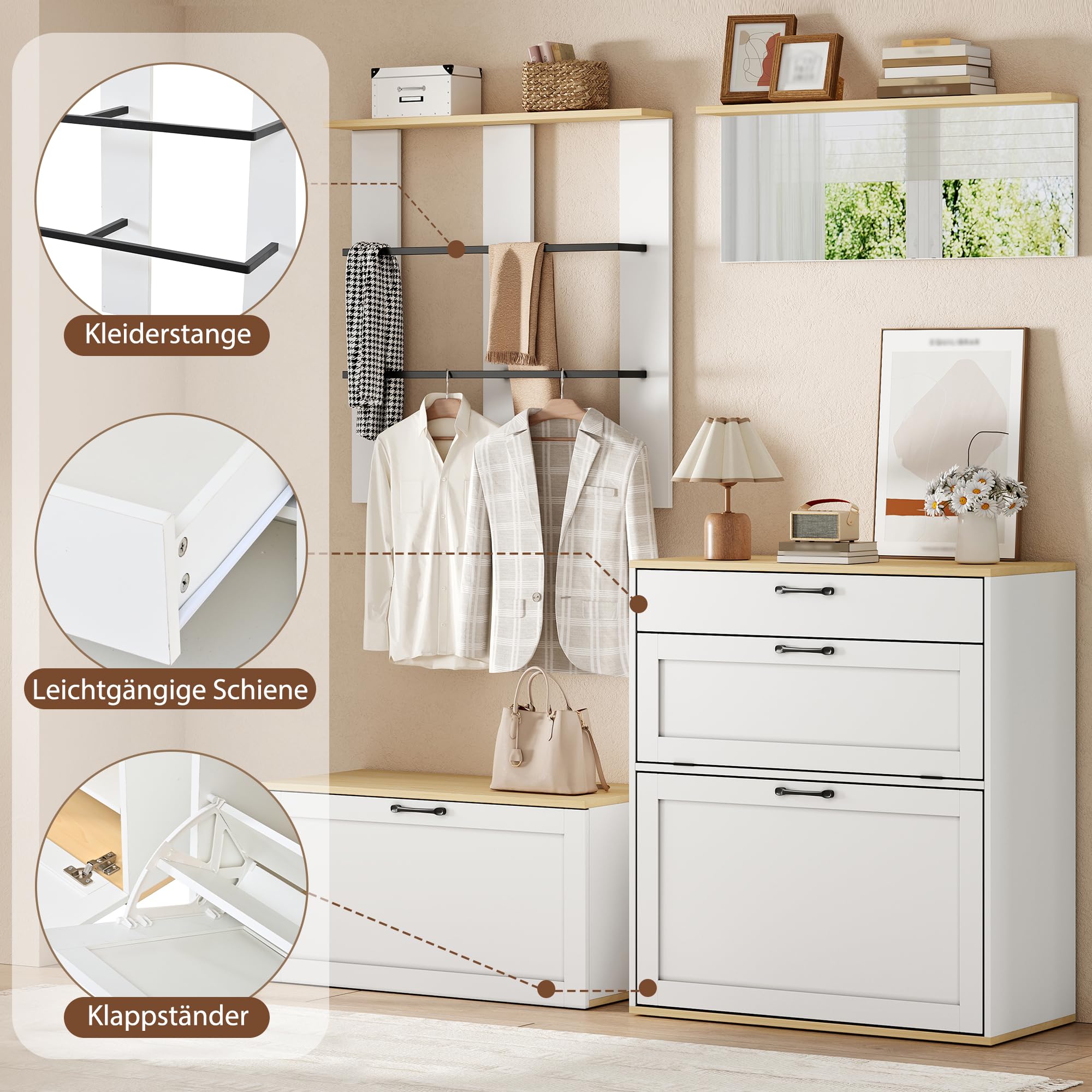 Generisch Juego de armarios compactos 156 x 36 x 176 cm, color blanco