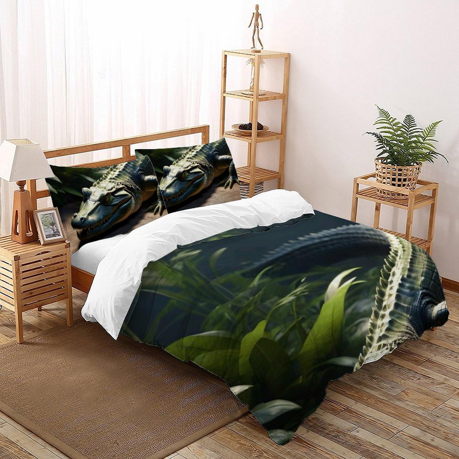 Housse de couette King 220x240cm animaux taies d'oreiller garçon