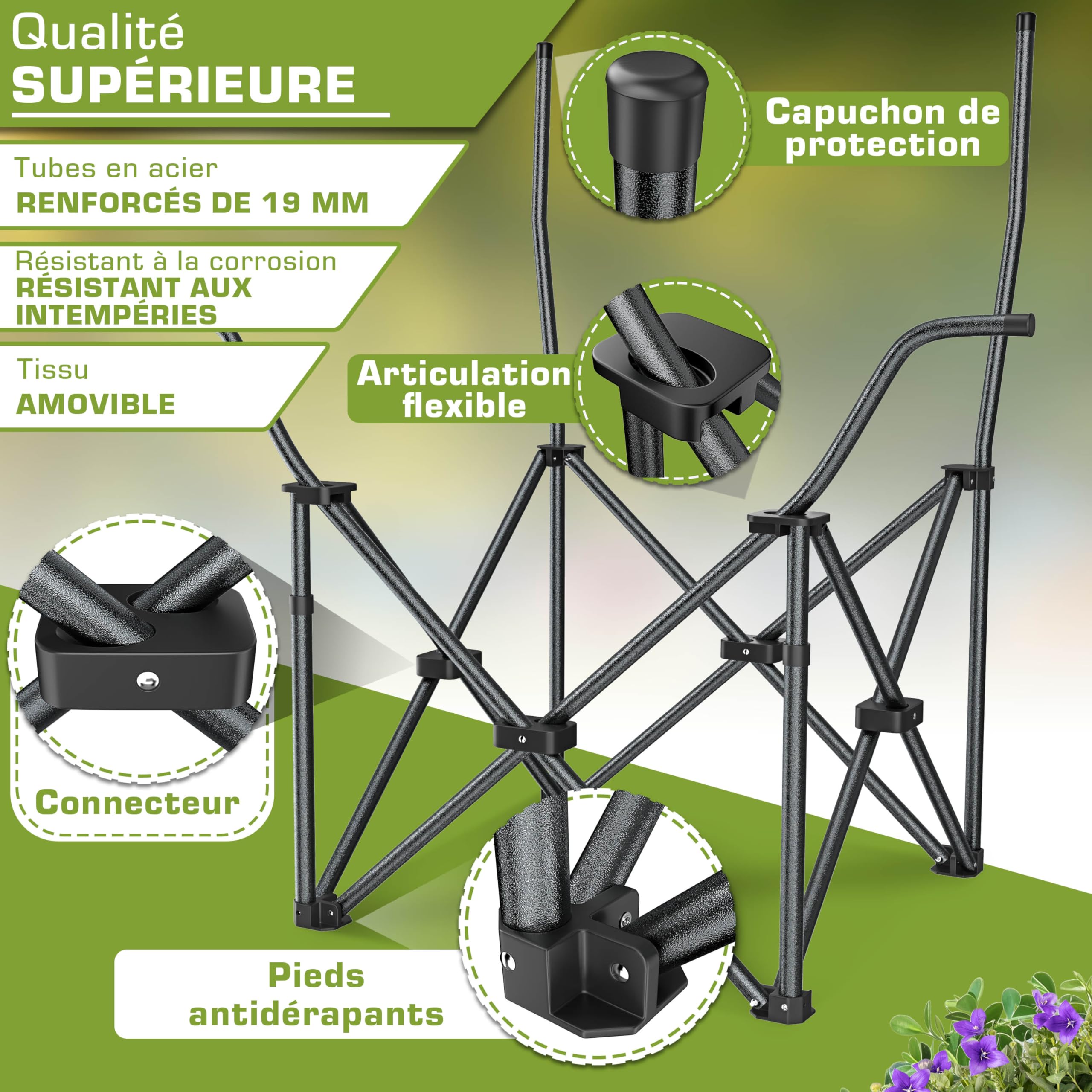 TRESKO® Chaise de Camping Pliante et transportable | jusqu'à 150 kg | Chaise de pêche Portable avec accoudoirs et Porte-gobelets (Rouge)