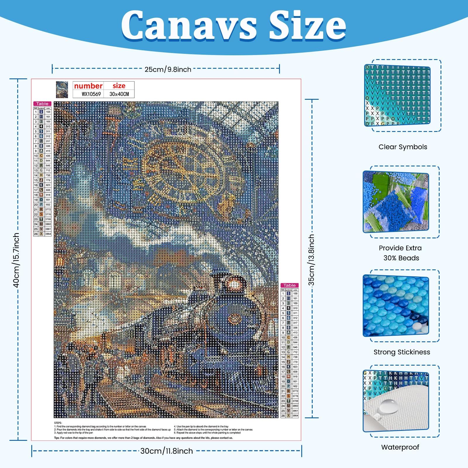 CEOVR Diamond Painting Kits Adults,DIY Diamond Art Kits Adults,30x40cm,5D Gem Art Set (Brown Black Grey), 30x40 cm - Image 3