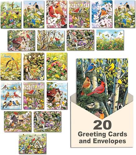 Leanin' Tree Bird Greeting Cards - Wings and Wishes by Greg Giordano [AST90762] - 20 Greeting Cards with Full-color Interiors
