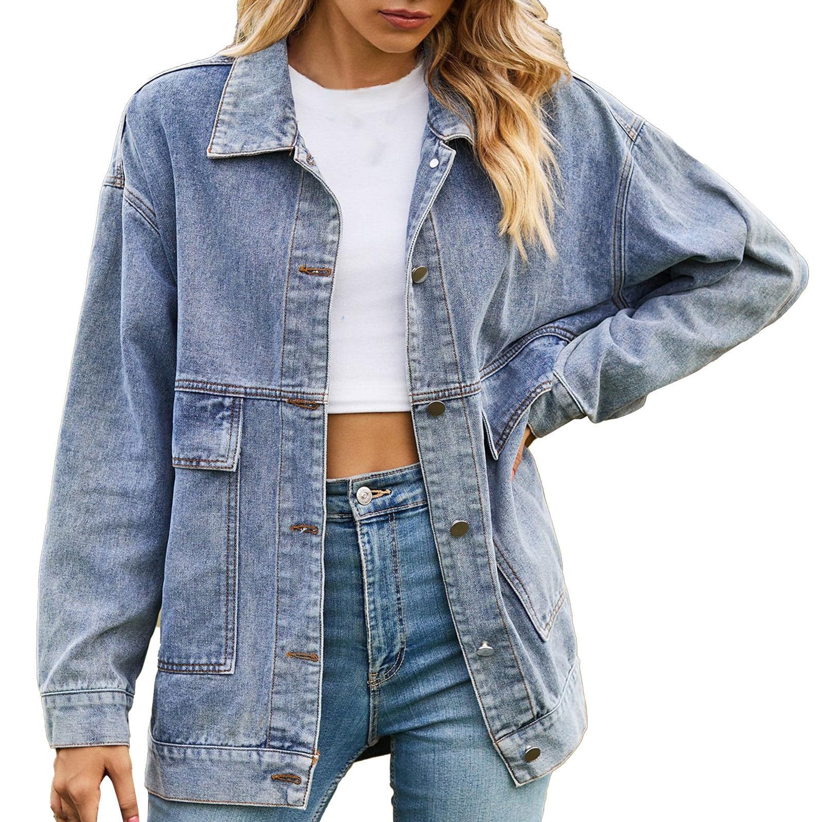 Cappotti di jeans da donna per il Regno Unito Gilet lungo da donna Regno Unito con bottoni cardigan estivi giacca di jeans lunga giacca di jeans Plus Size cardigan corto cardigan leggero