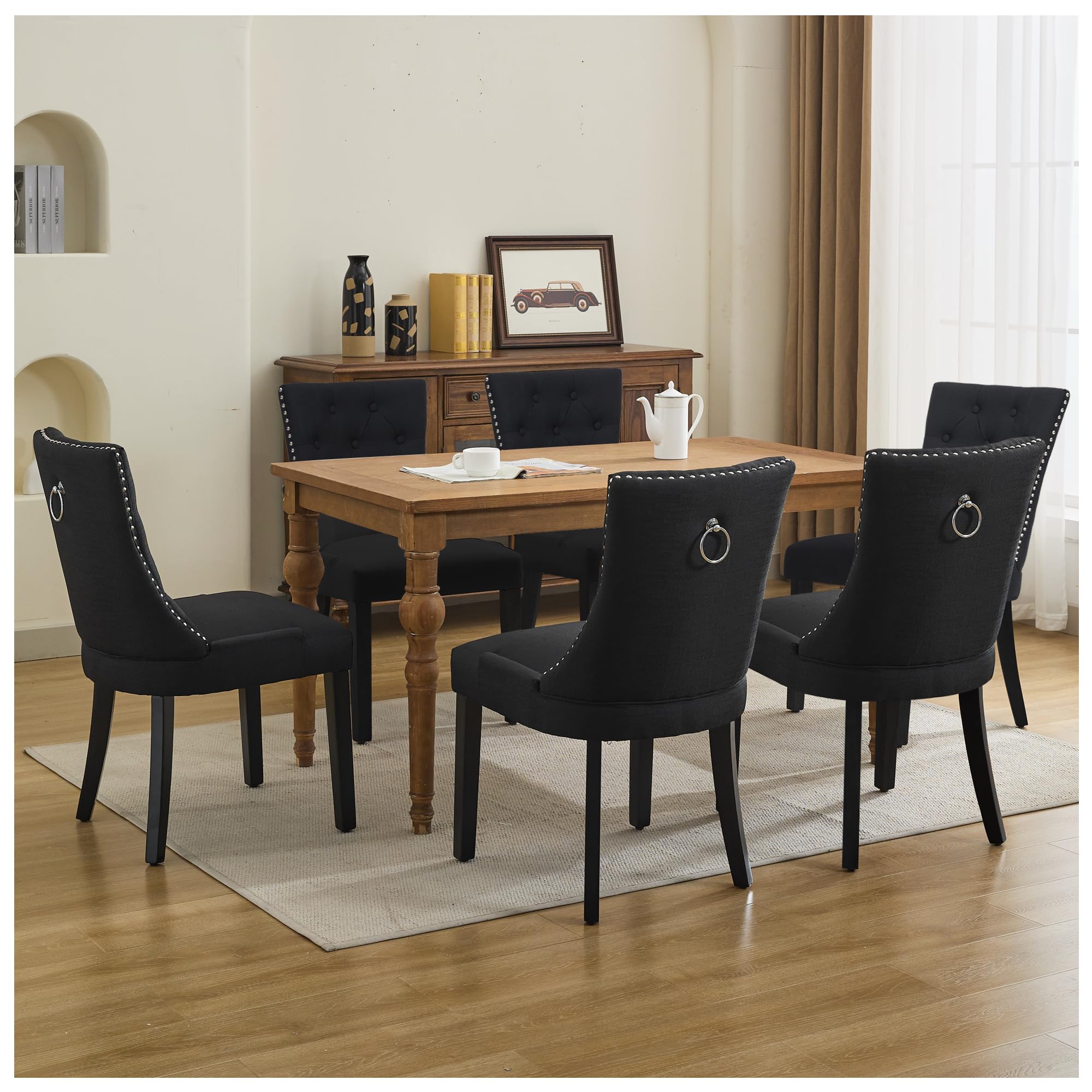 UDAX Dining Chairs Set of 6 Black