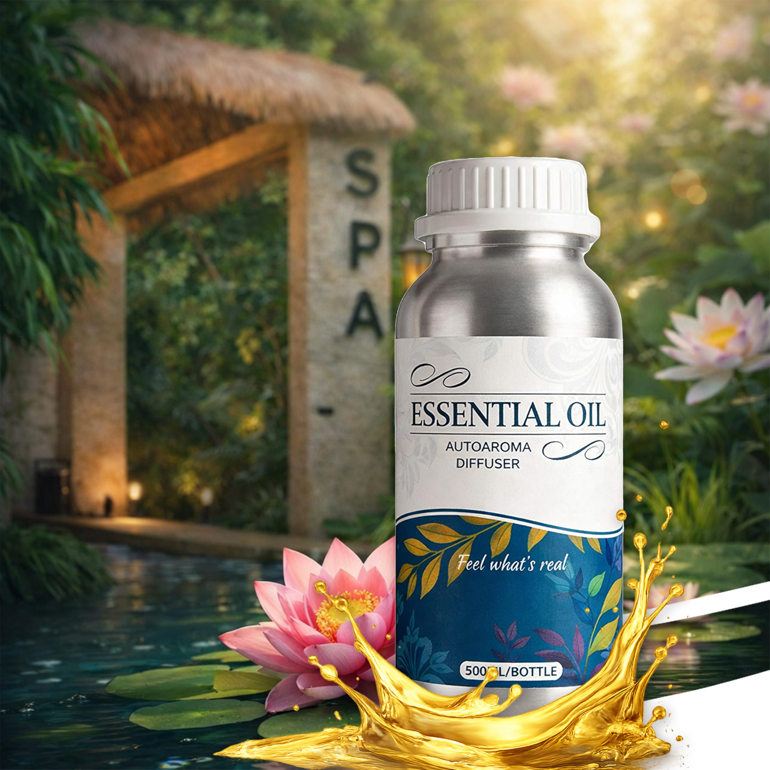 Alma Olejek Eteryczny Lotus Blossom Water Lily – Wkład do dyfuzora – lotos i delikatne piżmo · 500 ml – Aromatyczna kompozycja zapachowa – lotos, lilia wodna i akordy wodne – Płynny wkład 500 ml