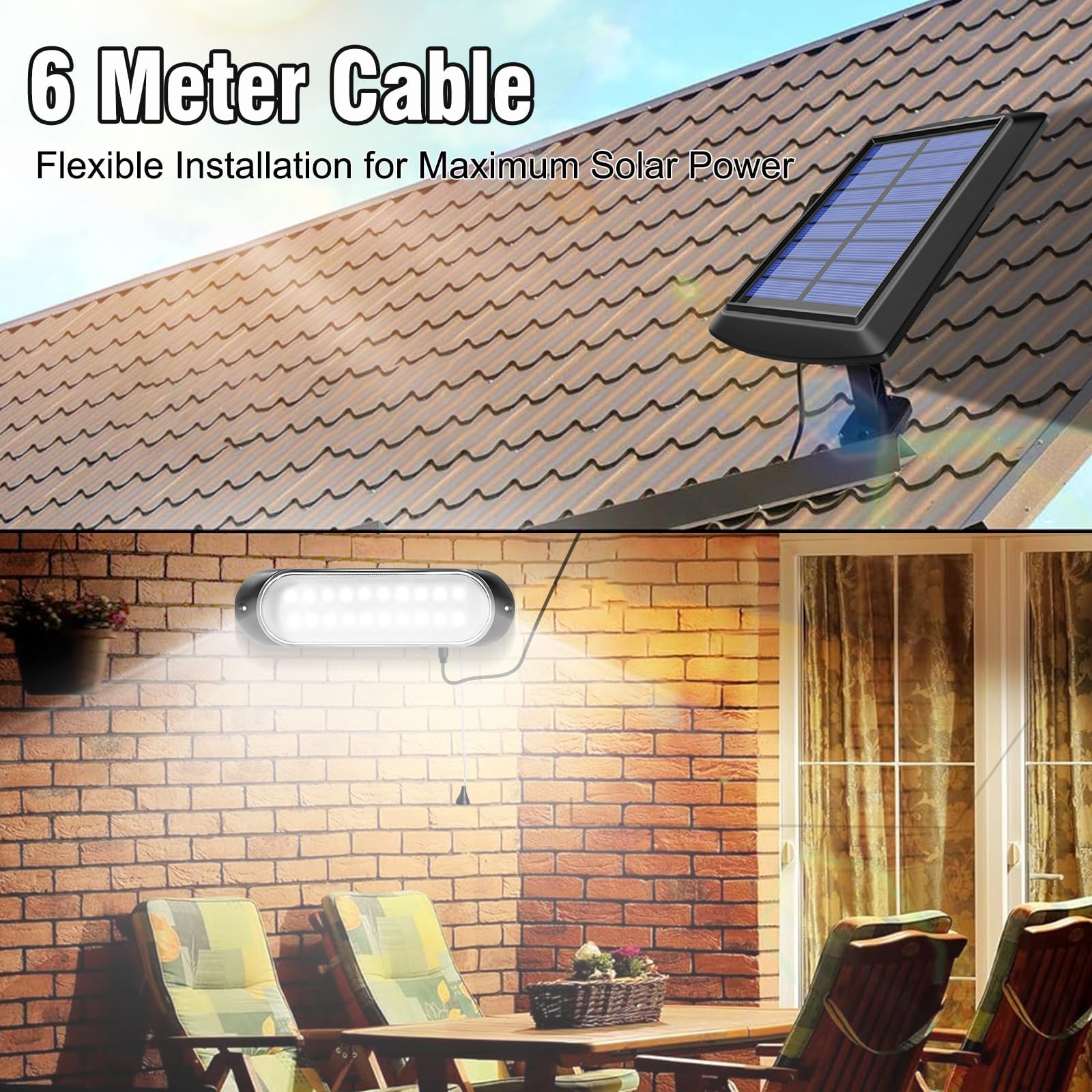 ChunHee interior al aire libre solar lámpara colgante IP65 impermeable 20LED solar cobertizo luz con cadena de control de lámparas solares para jardín, garaje, camino, patio, césped, gallinero