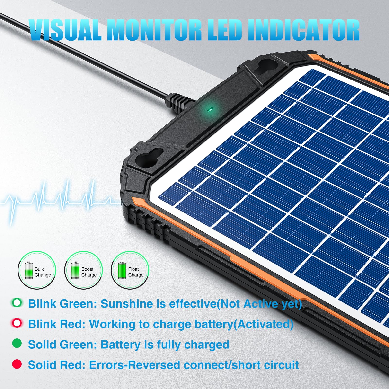 10W 12V Solar Battery Trickle Charger Maintiner, Built