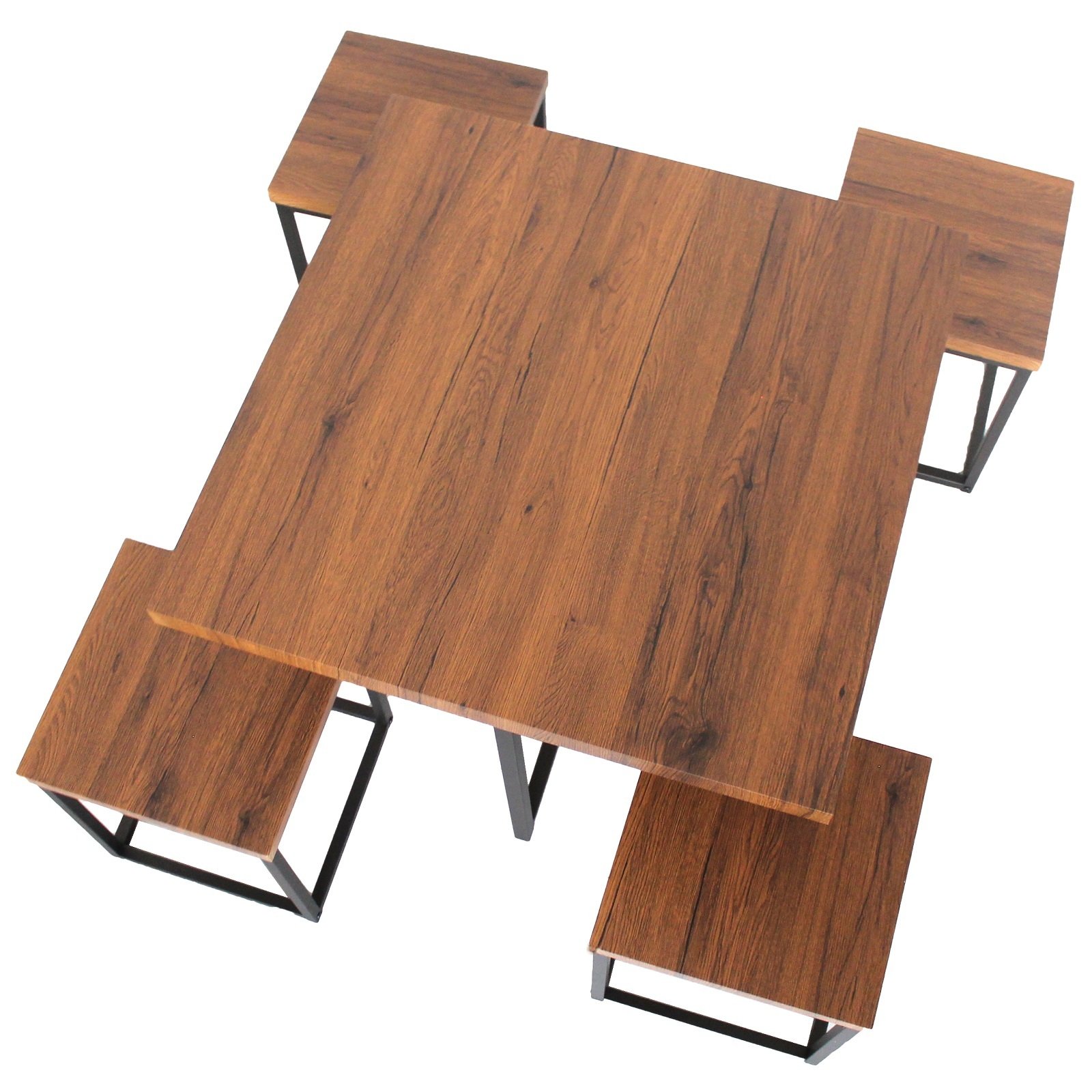 yelloo - Tavolo Bar con Sgabelli Salvaspazio, Angolo Bar per Casa, Tavolino Bar uso Interno, Ideale per Birreria, Pizzeria, Perfetto per Arredare Casa con Stile (Assisi - Tavolo + 4 Sgabelli)