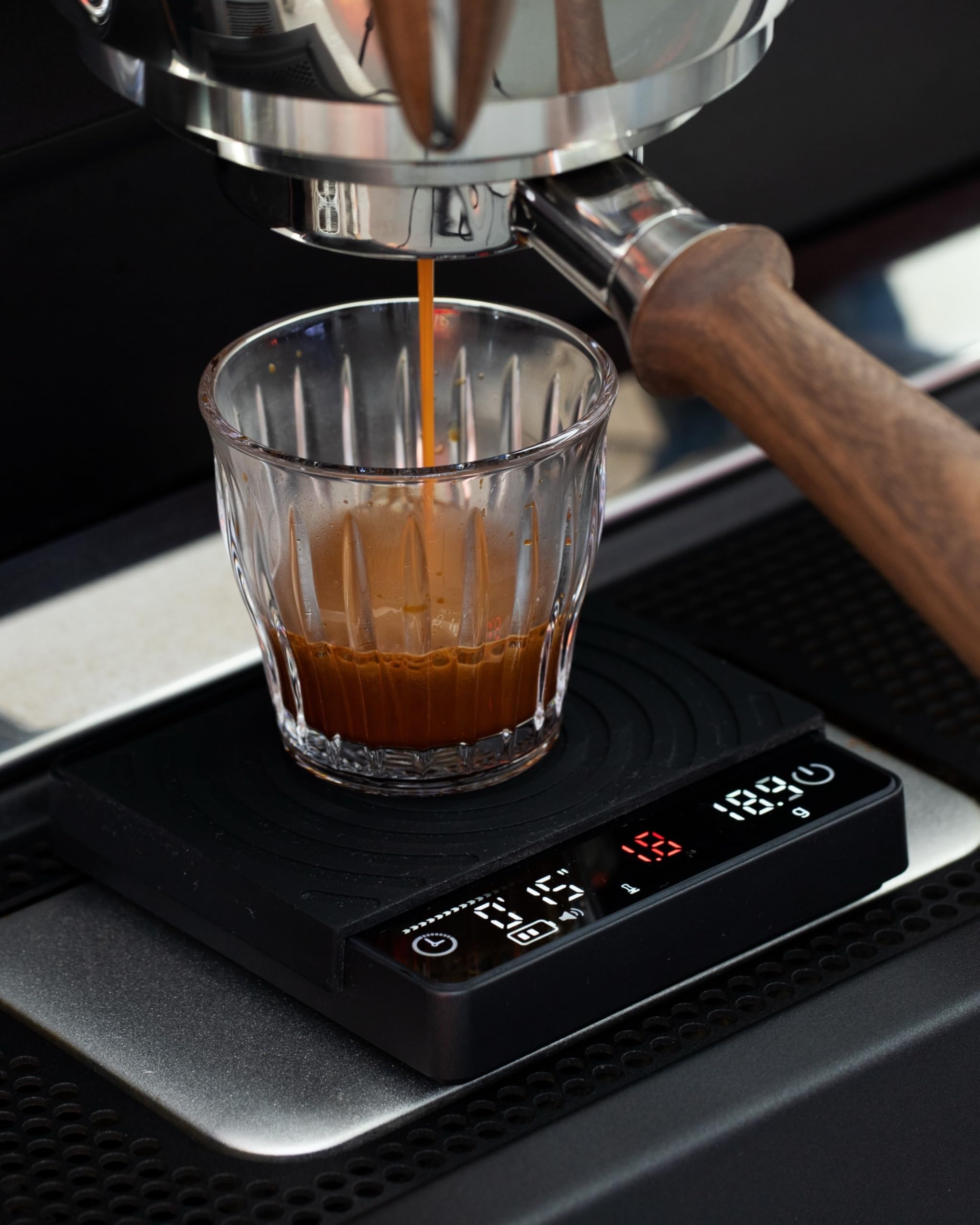 Báscula inteligente de café, báscula digital de espresso fácil de usar con temporizador, tara automática e indicador de caudal, báscula de peso compacta recargable para café por goteo, vertido