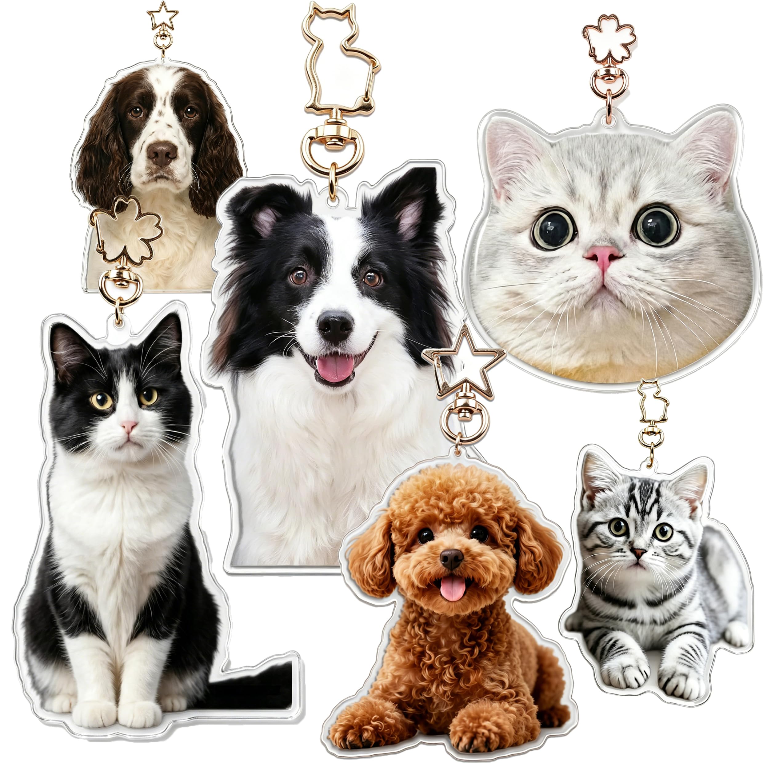 KEQHAULI Custom Acrylic Keychain, Personalized Cat Dog Photo Charm, Pet Memorial Gift for Car Keys Bag Decor, Durable UV Print, Clear Finish