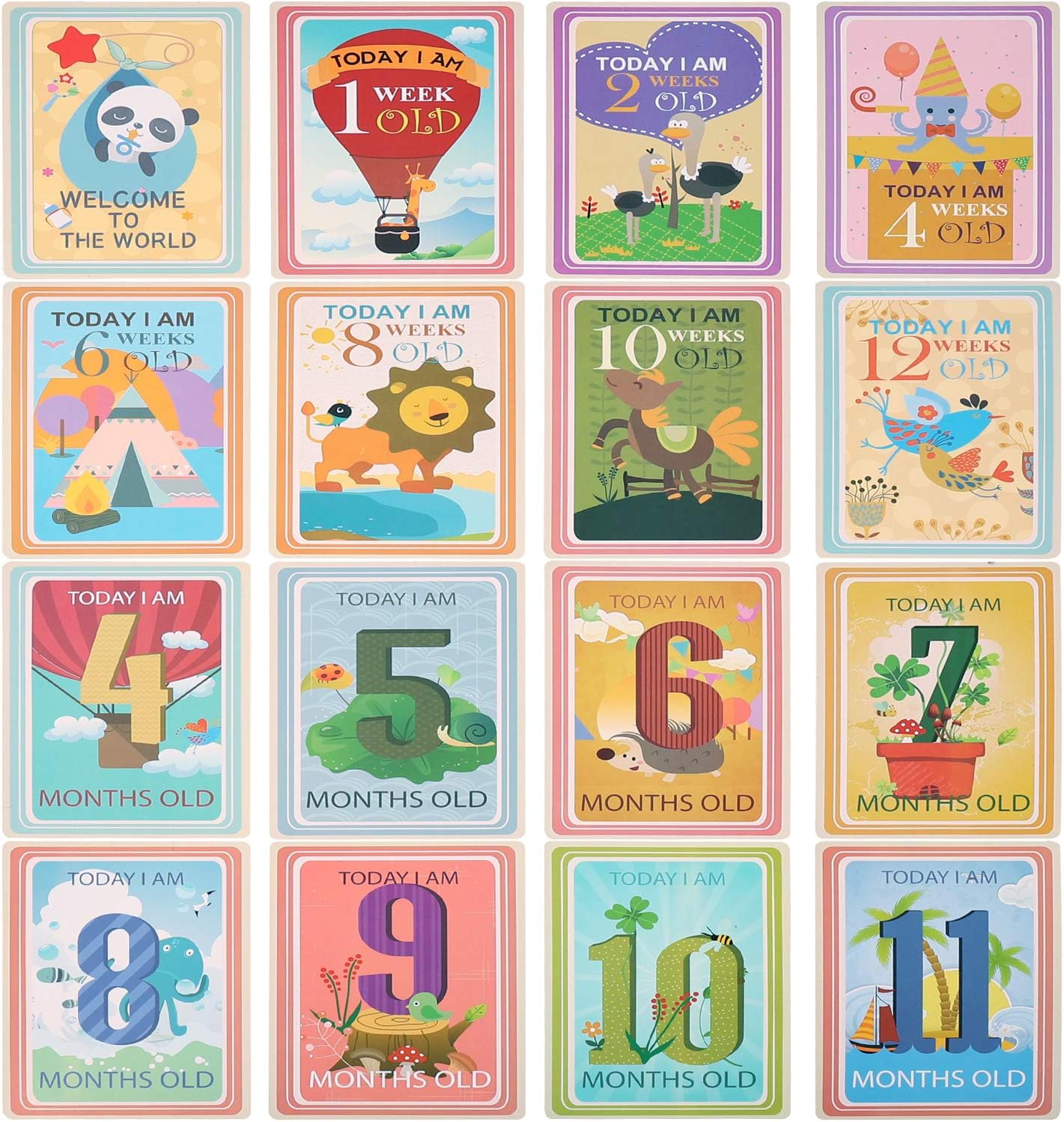 36 Sheet Milestone Photo Sharing Cards Gift Set Baby Age Cards, POAO Baby Milestone Cards, Baby Photo Cards - Newborn Photo Props (4 x 6 Cards)