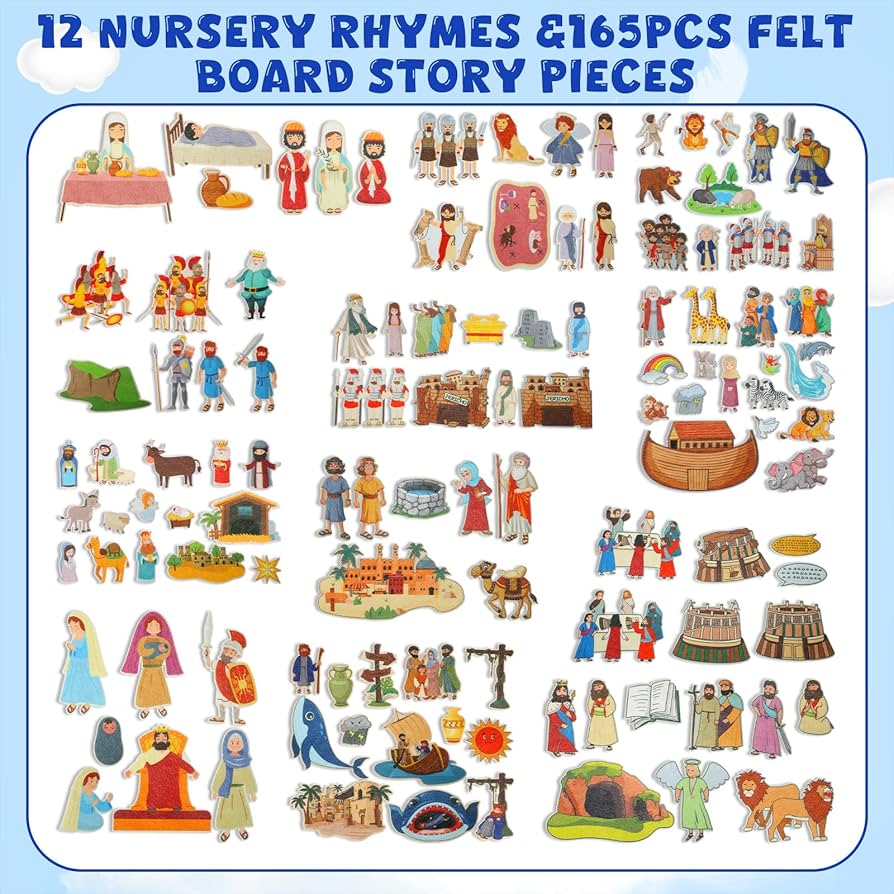 Amazon.com: SmoothNovelty 12 Pack Flannel Felt Board Stories Set with a Foldable Board for Preschool Activities Boys Girls(Bible) : Toys & Games amazon-com-smoothnovelty-12-pack-flannel-felt-board-stories-set-with-a-foldable-board-for-preschool-activities-boys-girls-bible-toys-games