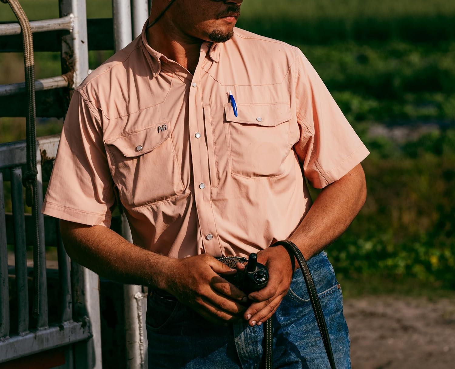 AG-GEAR Men's Short Sleeve Stockyard Pearl Snap Shirt, Breathable Button-Down Western Shirt for Men - Image 2