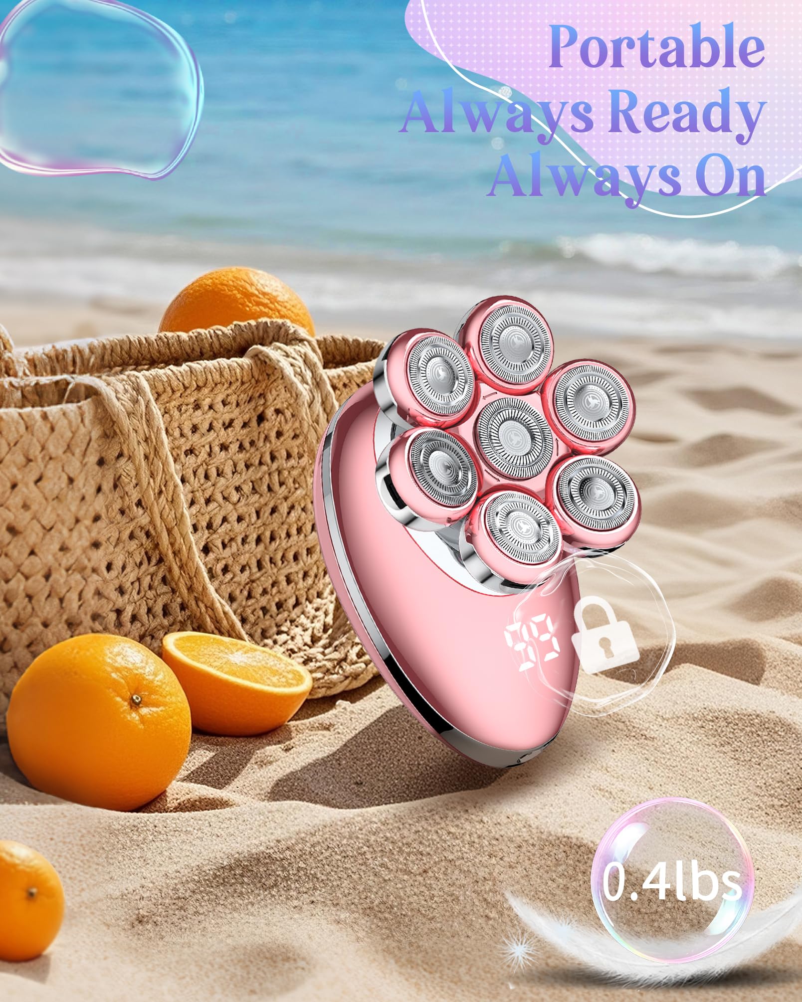 Maquinilla de afeitar eléctrica para mujer, afeitadora eléctrica para mujeres, afeitadora eléctrica para piernas, inalámbrica, sin dolor, depilación facial para bikini, aseo de mujer, piel sensible