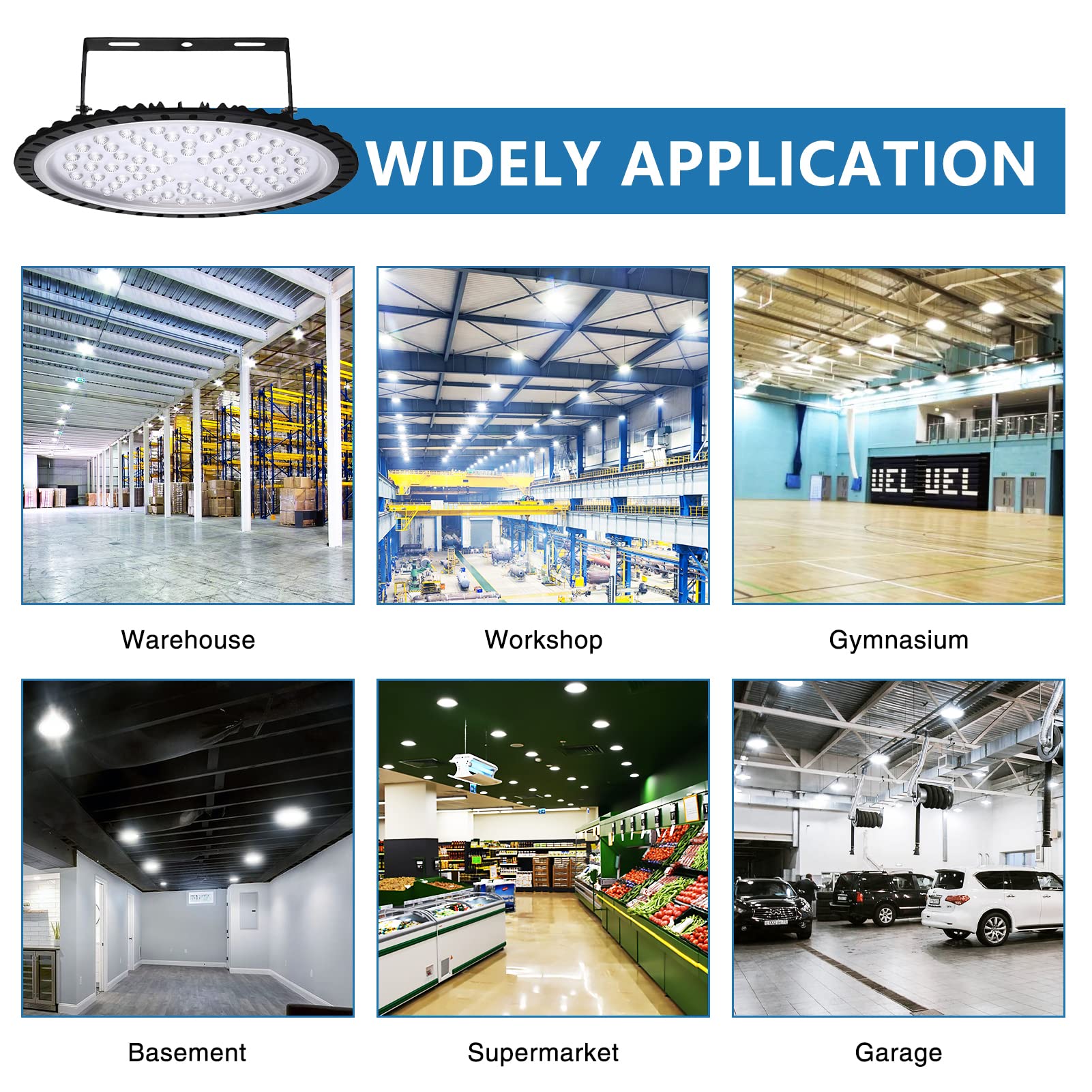 Viugreum UFO LED High Bay Light 300W 30000LM 5500K UFO Lights Warehouse Lighting IP65 Waterproof LED Lights Commercial — view 7