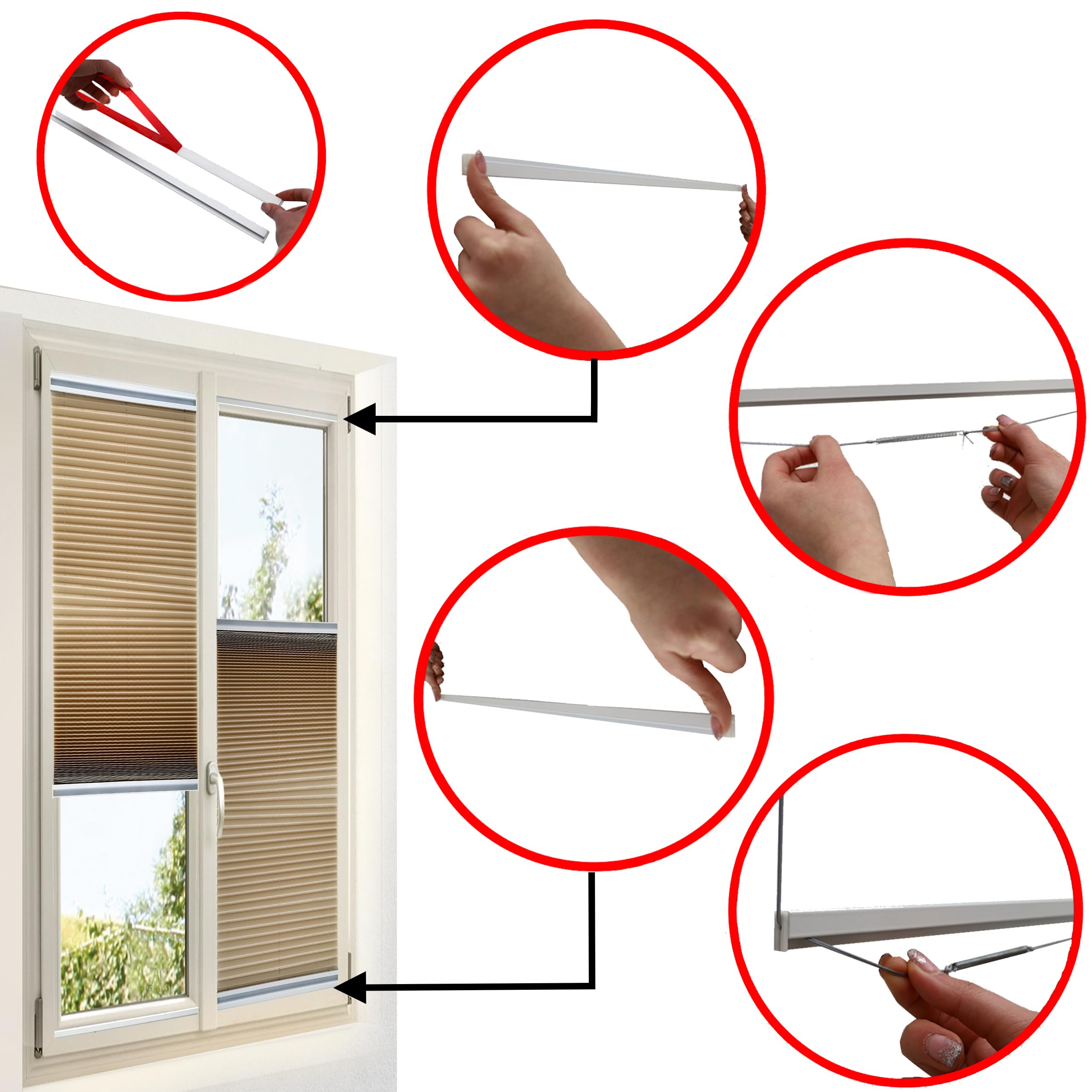 Brillant® Premium Plissee ohne Bohren zum Kleben, Plisseerollo mit Aluminium-Klebeleiste | Sonnenschutz & Sichtschutz für Fenster & Balkontür | Beige - Sand | 80x130 cm (BxH)