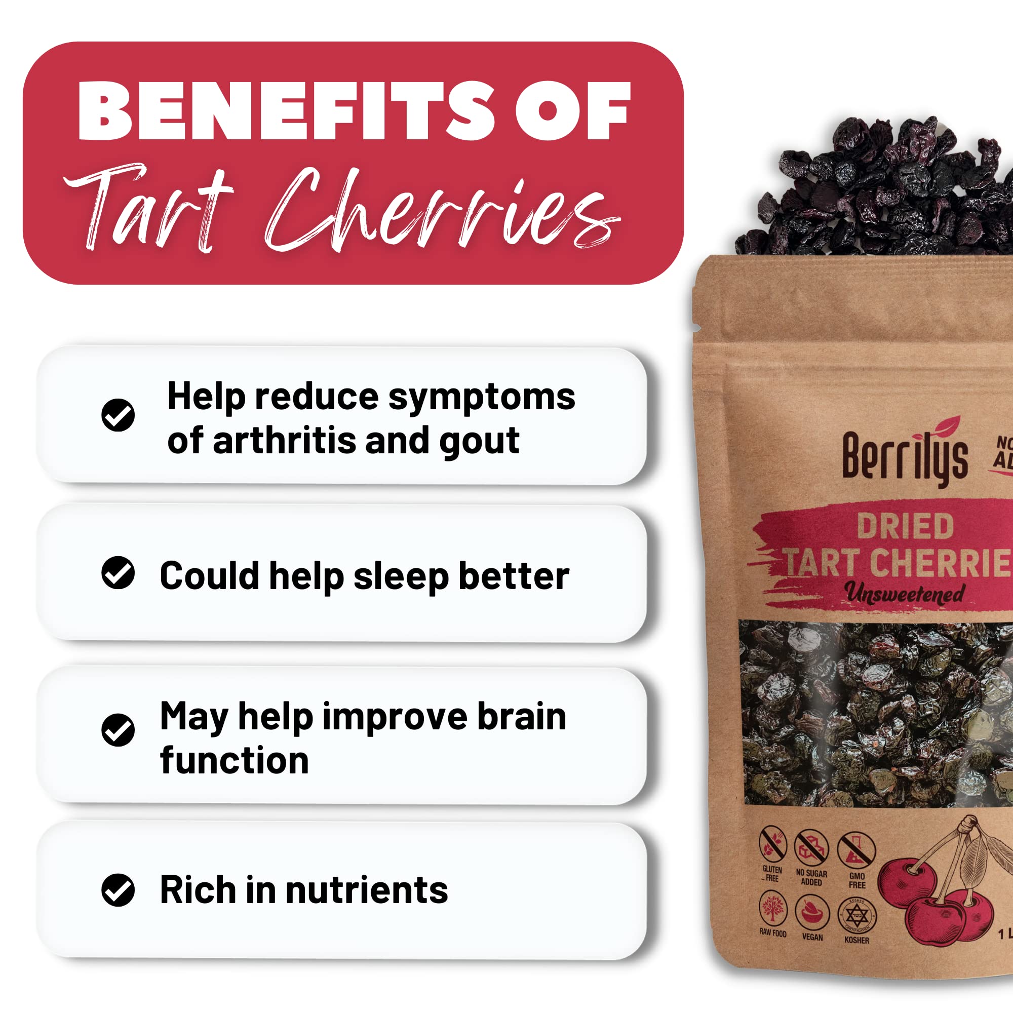 Food To Live Organic Dried Unsweetened Sour Cherries, 8 Ounces - Pitted Cherry Fruit, Non-GMO, Raw, Sun-Dried, Unsweetened, Unsulfured, No Oil Added, Vegan, Bulk Food To Live Organic Dried Unsweetened Sour Cherries, 8 Ounces - Pitted Cherry Fruit, Non-GMO, Raw, Sun-Dried, Unsweetened, Unsulfured, No Oil Added, Vegan, Bulk