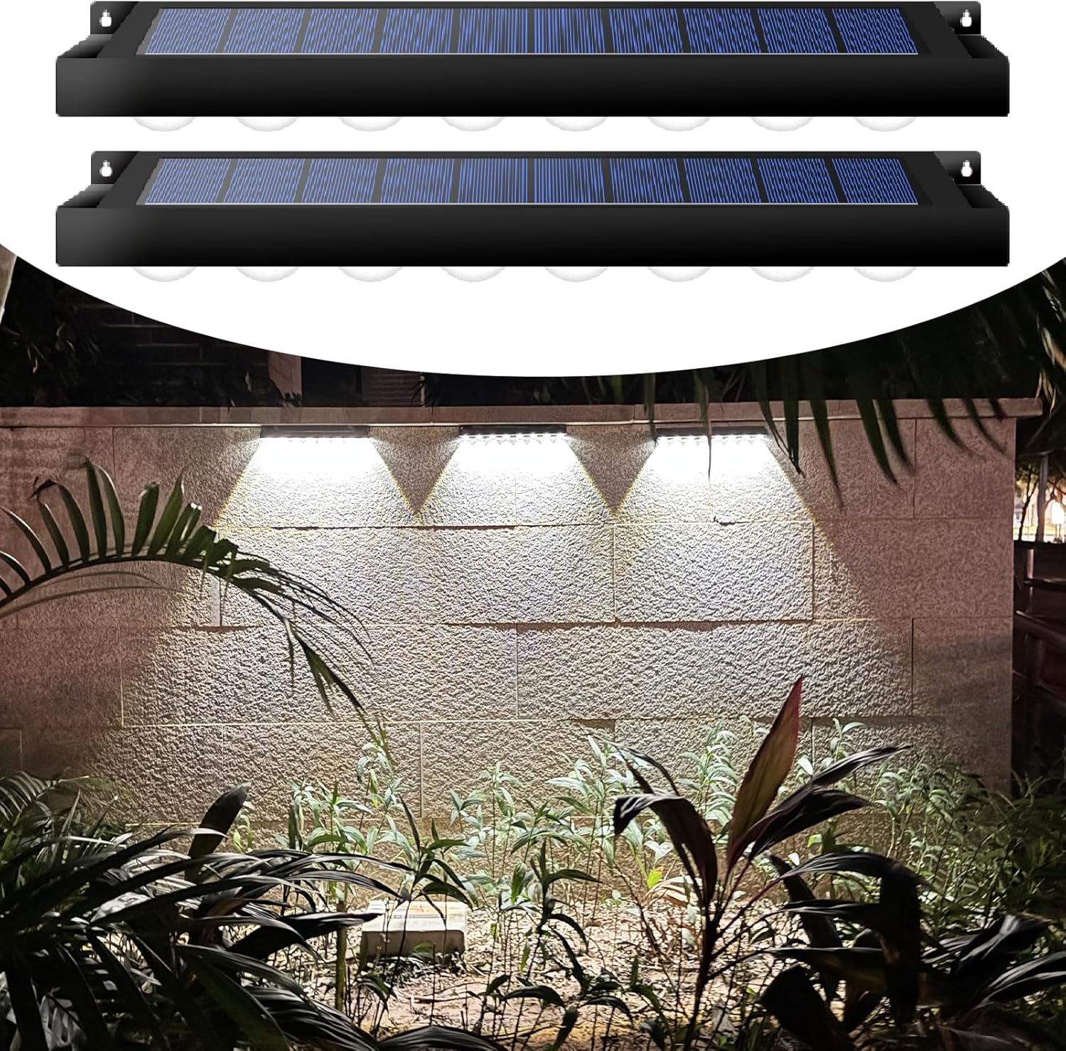 High Brightness Solar Fence Lights Solar Sign Lights Outdoor 2 Pack, Automatic Charging and On/Off Light Switch, 8 LED Beads for Gardens, Porches, Patios, Decks, Fencescapes-Cool Light