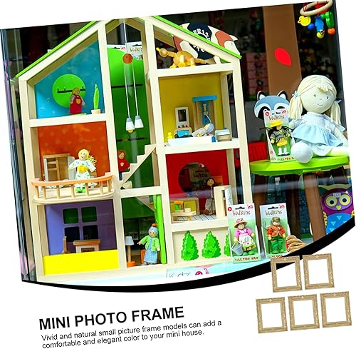 Miniatura 4 de DECHOUS Marco de fotos para casa de muñecas, mini muebles de escritorio, accesorios de mesa, marco de fotos en miniatura, marco de fotos rústico,