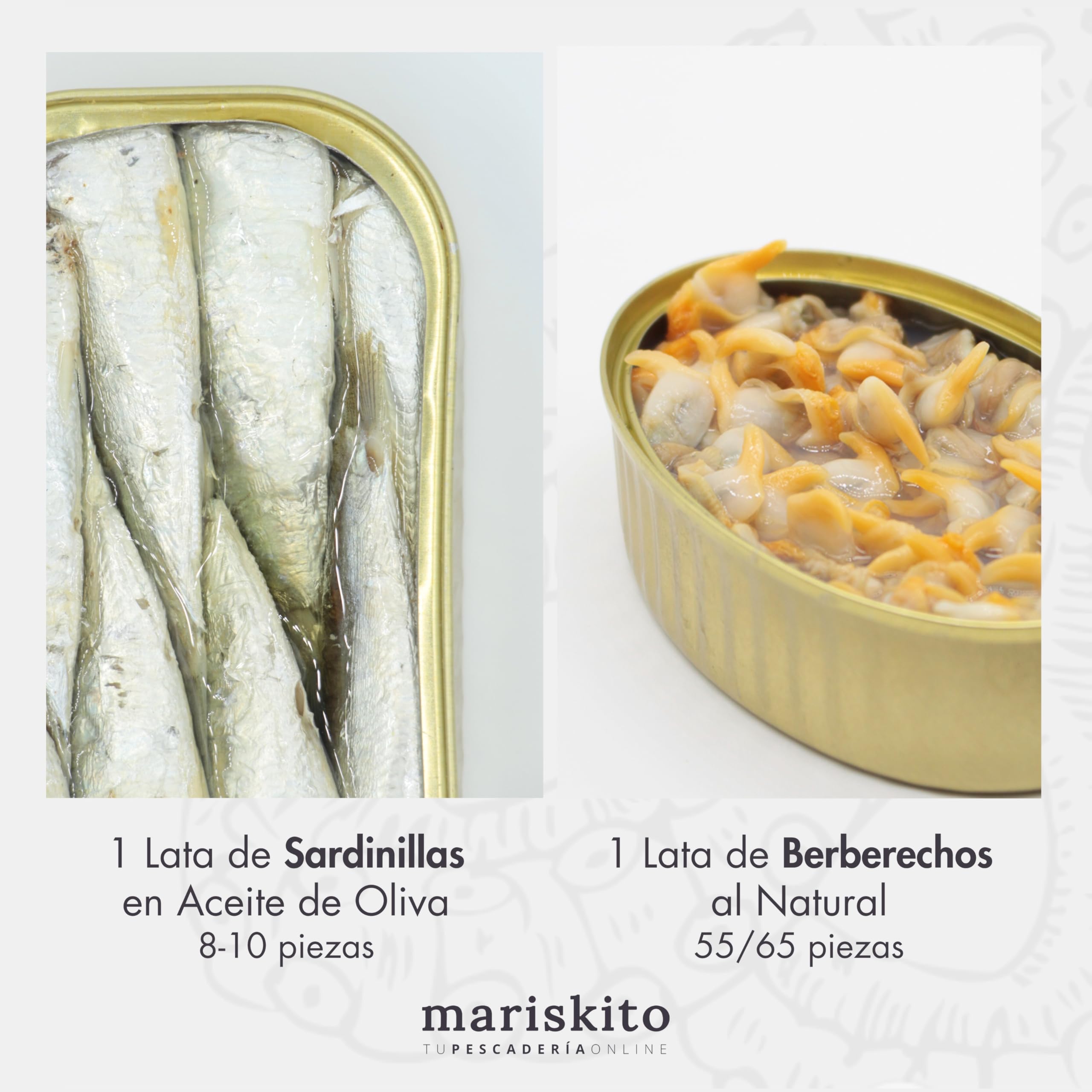 MARISKITO | Pack La Mar de Delicatessen - 6 Conservas Gourmet - Latas de Conservas Gallegas - Caja Regalo - Estuche de Productos Delicatessen