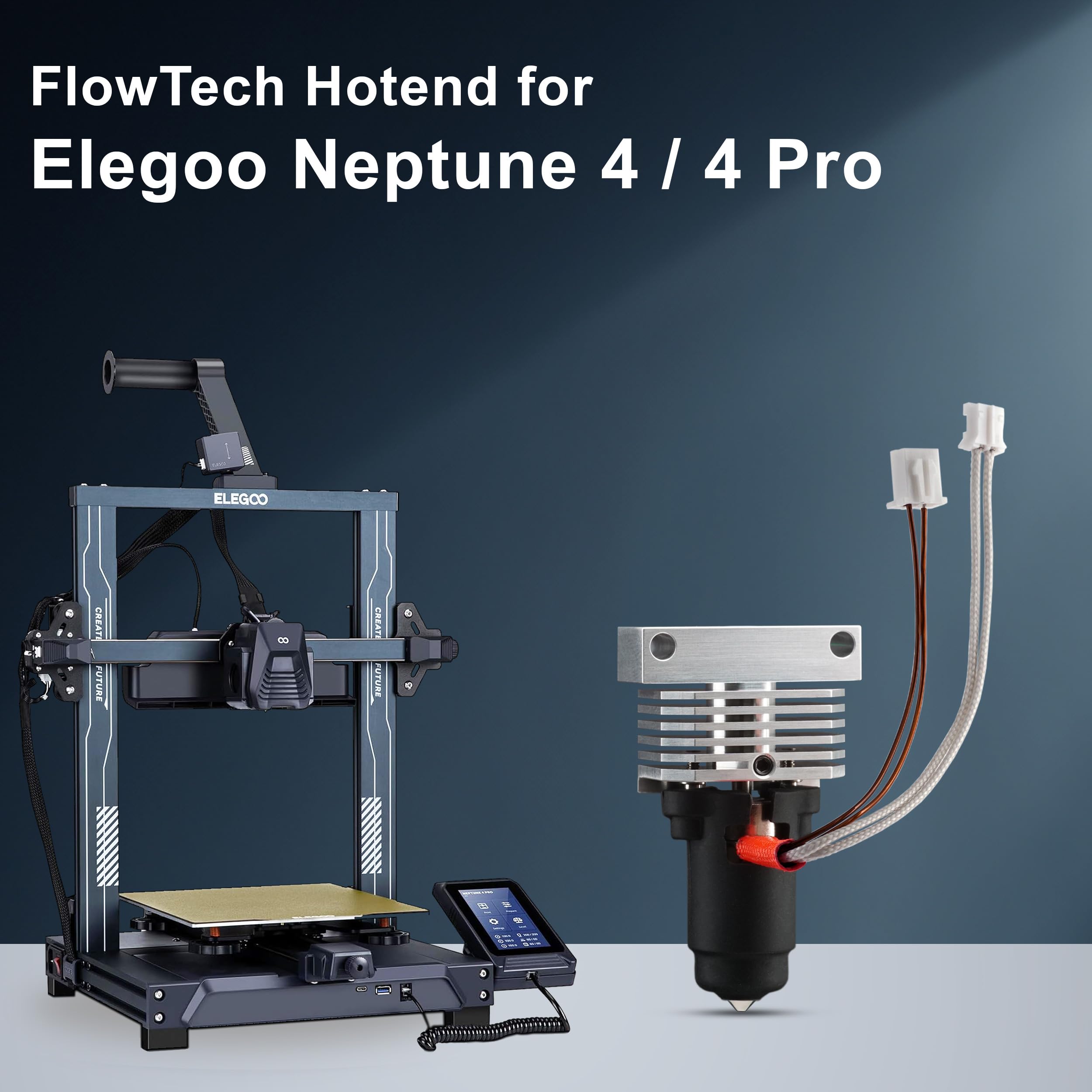 Microswiss FlowTech Hotend per Elegoo Neptune 4/4 Pro, ugello a tenuta stagna, cambio ugello freddo, flusso elevato, design interamente in metallo, prodotto negli Stati Uniti