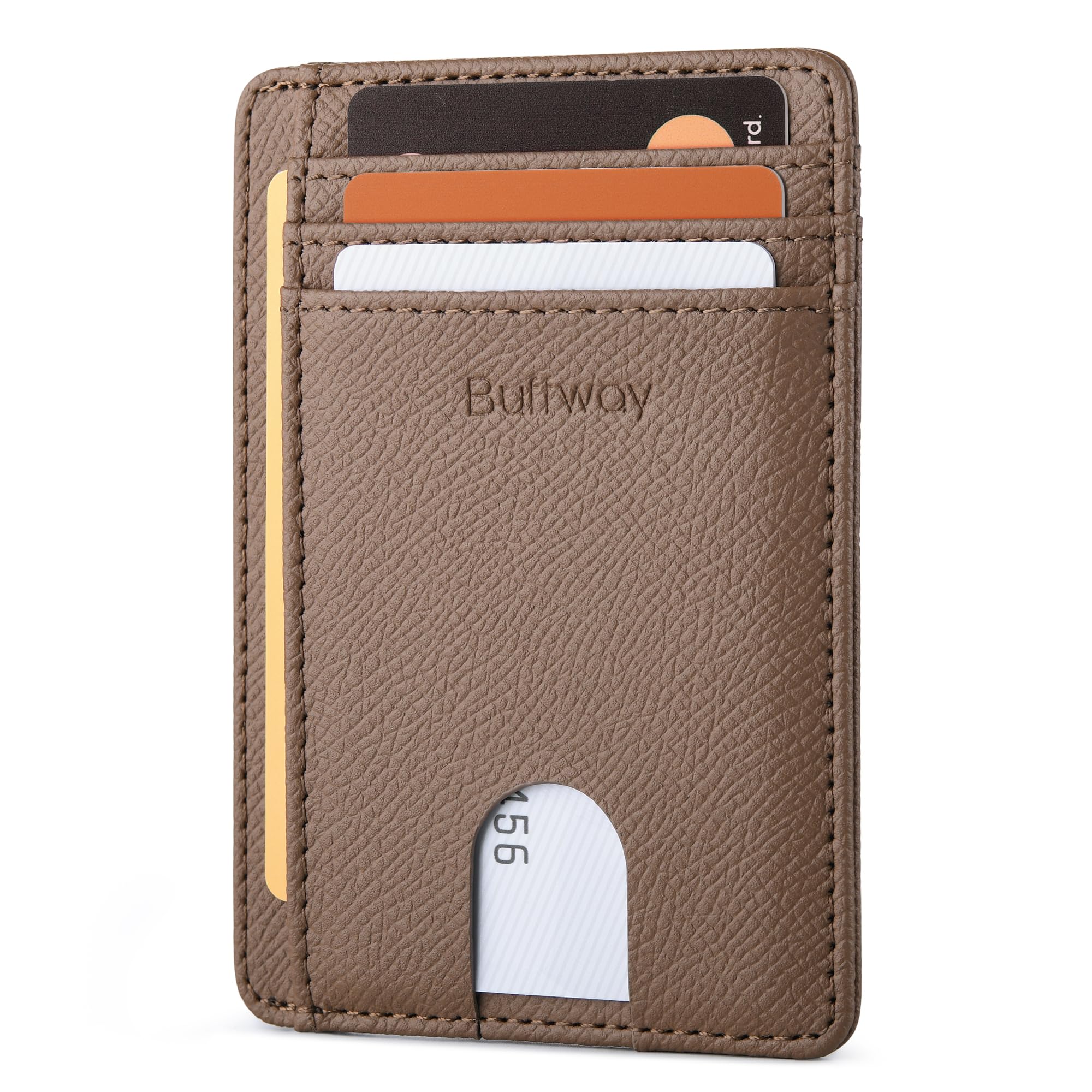 Buffway Slim Minimalist Front Pocket RFID Blocking Leather Wallets for Men and Women - Galaxy Maroon