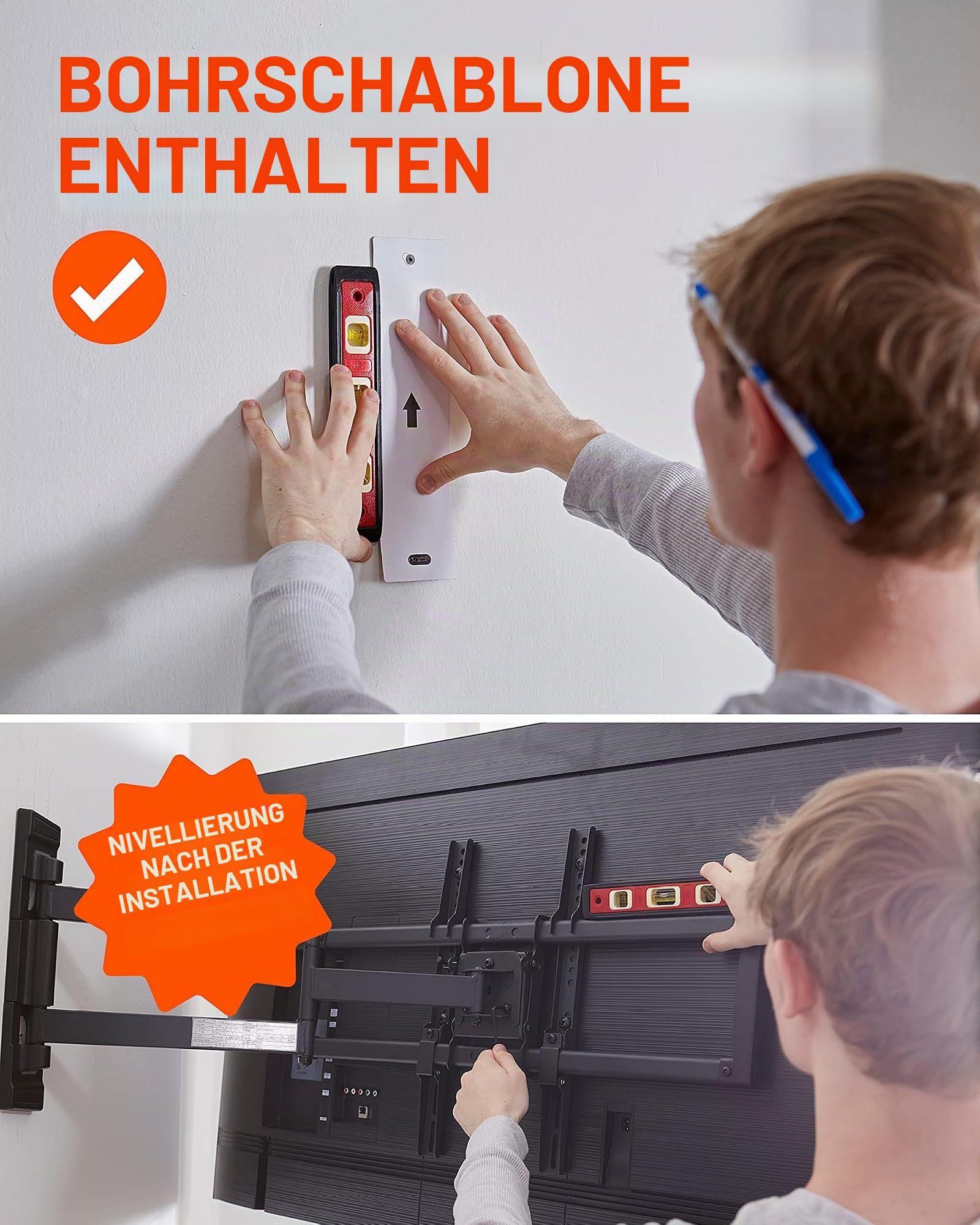 ECHOGEAR Eck-Wandhalterung für große Fernseher – Montieren Sie Fernseher bis zu 165,1 cm in der Ecke oder bis zu 190,5 cm an Einer flachen Wand